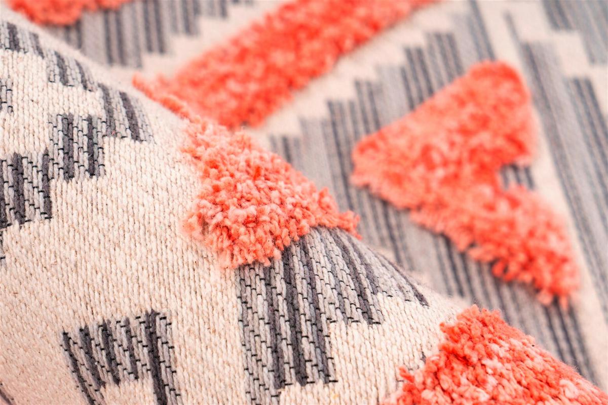 FLACHWEBETEPPICH ETHNIE 100 GRAU/APRICO 120X170 - Koralle/Grau, Design, Textil (120/170cm) - Kayoom