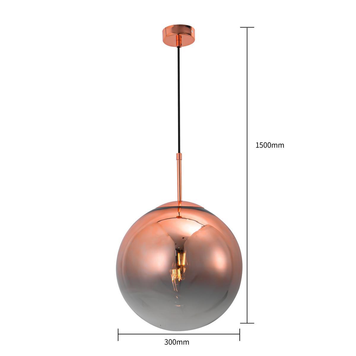 Hängeleuchte Lp-2844/1p Mi_palla - Kupferfarben, Konventionell, Glas (30/150/30cm)