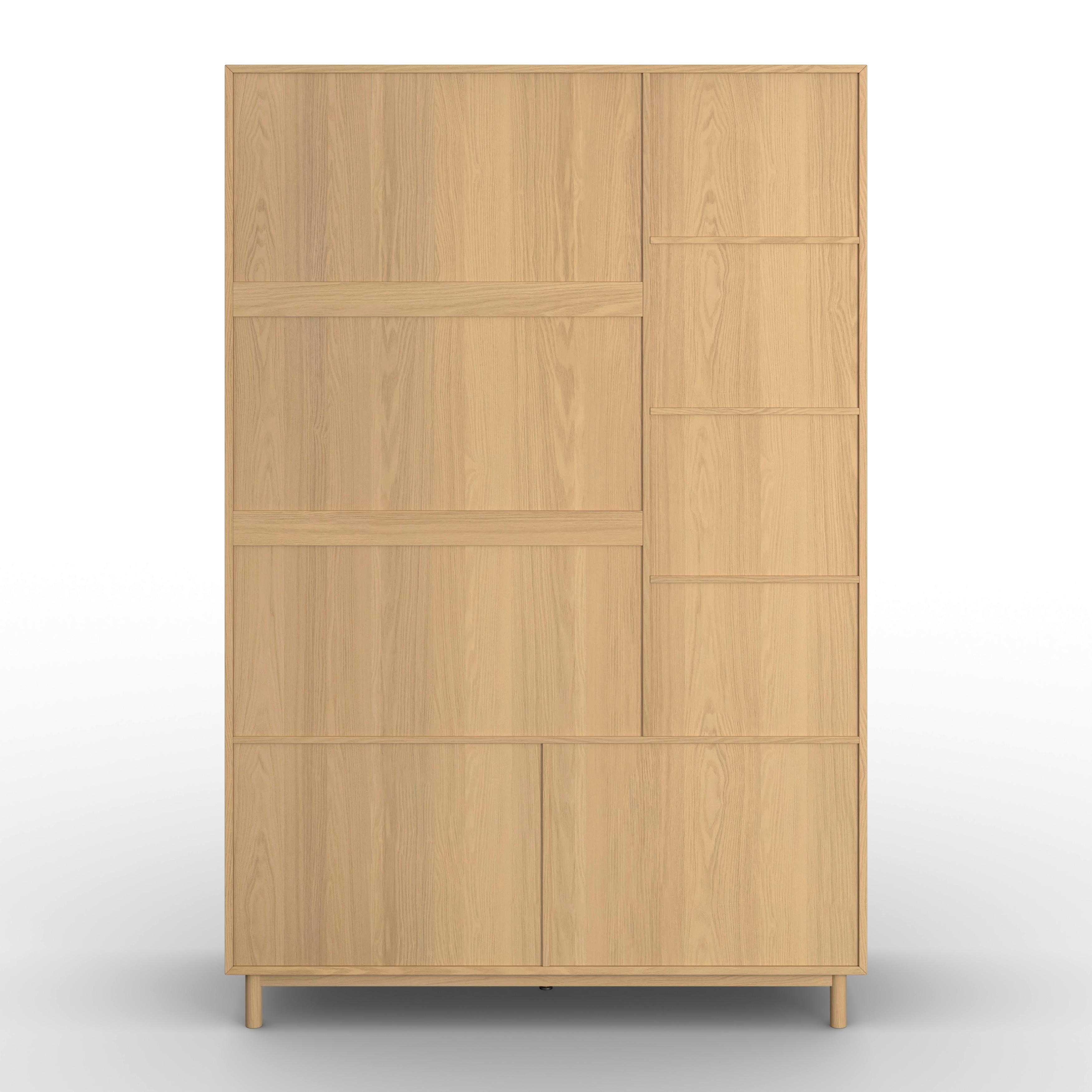 GARDEROB MARLO - vit/ekfärgad, Modern, trämaterial/trä (148/223/60cm) - Bessagi Home