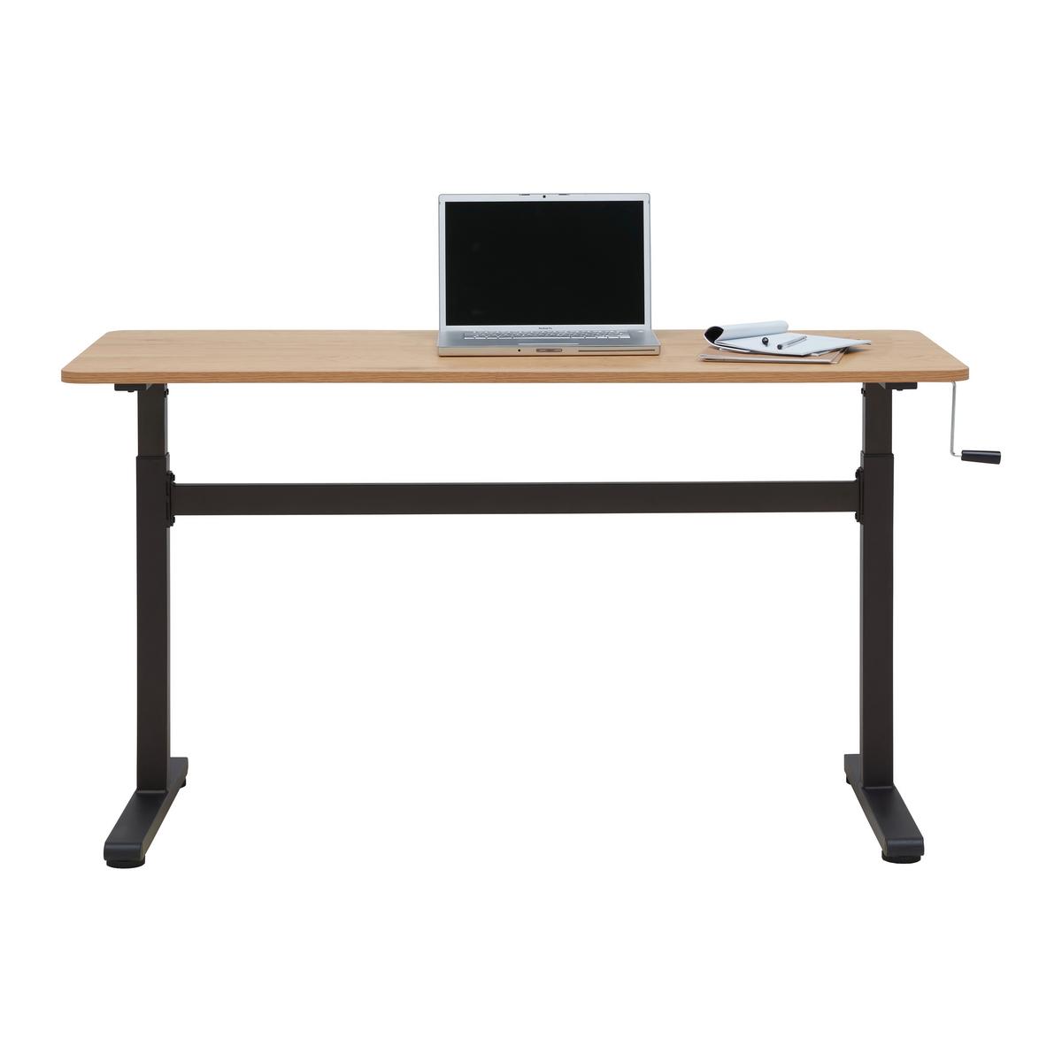 Schreibtisch Carmelo I in Schwarz/Eichefarben - Eichefarben/Schwarz, MODERN, Holzwerkstoff/Metall (140/70-117/60cm) - Mömax