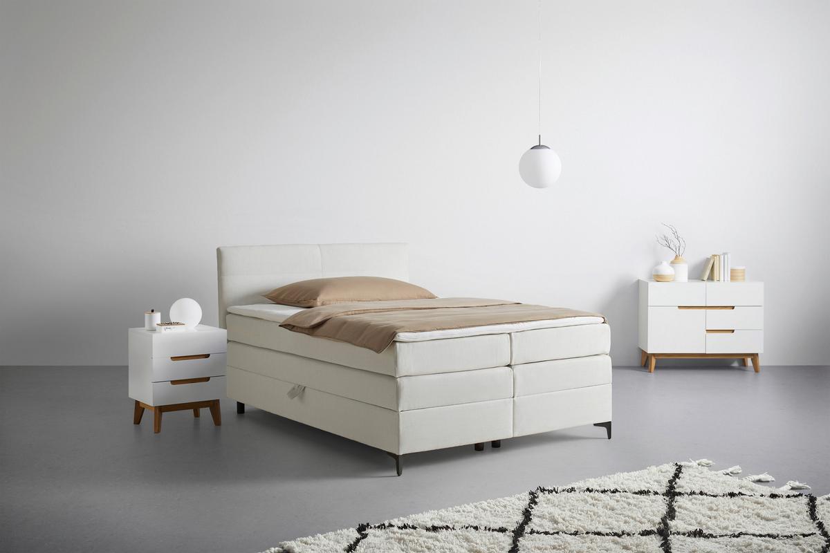 ŁÓŻKO BOXSPRING BARI - kremowy/czarny, Konventionell, metal/tkanina (140/200cm) - Mömax