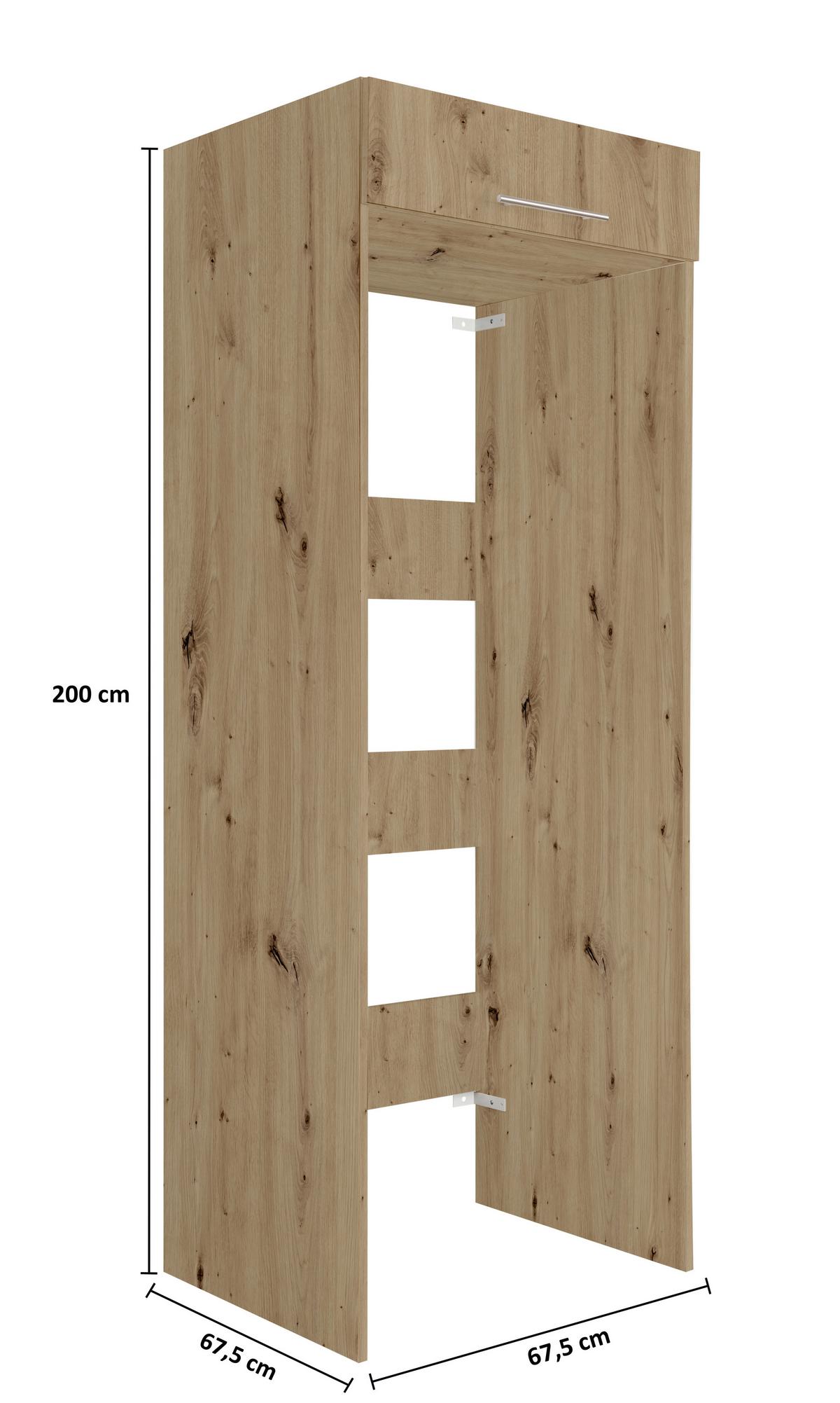 Waschmaschinenverbau in Eiche Artisan - Silberfarben/Schwarz, Konventionell, Holzwerkstoff/Kunststoff (67,5/200/67,5cm) - Mömax