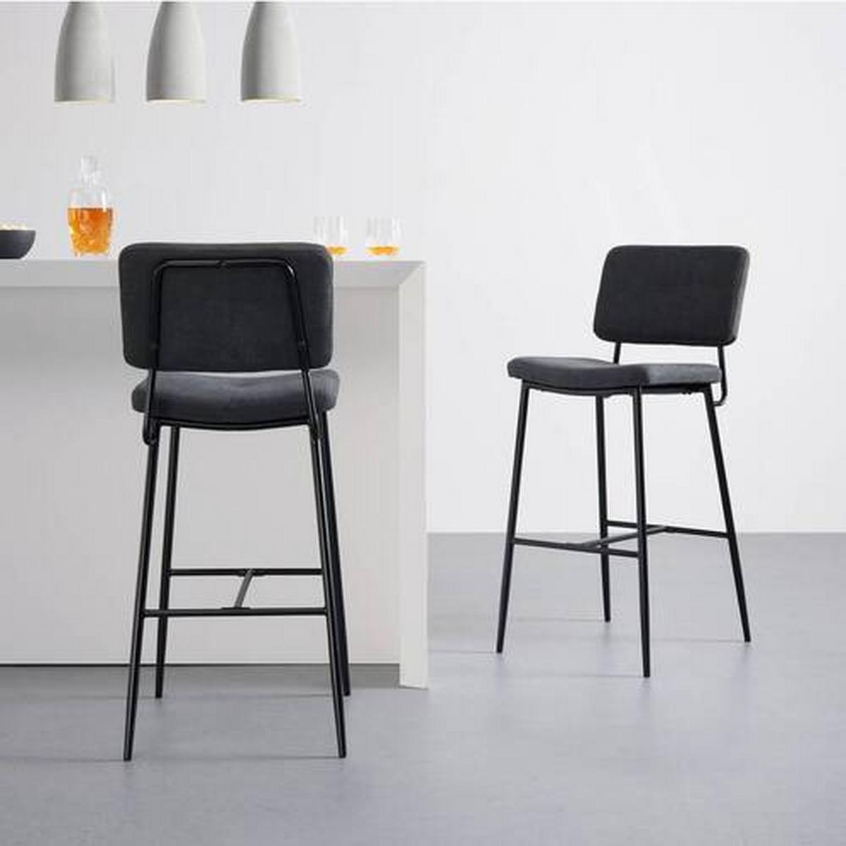 Barhocker Neta Dunkelgrau Webstoff Gepolstert - Dunkelgrau/Schwarz, MODERN, Holz/Textil (45/103/52cm) - Bessagi Home