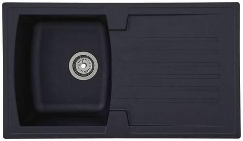 Spüle Boston Schwarz Kunststein B: ca. 86 cm - Schwarz, Trend, Glas/Kunststoff (86/20/50cm) - Respekta
