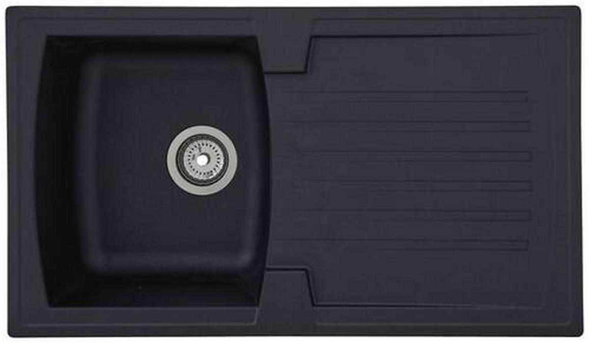 Spüle Boston Schwarz Kunststein B: ca. 86 cm - Schwarz, Trend, Glas/Kunststoff (86/20/50cm) - Respekta