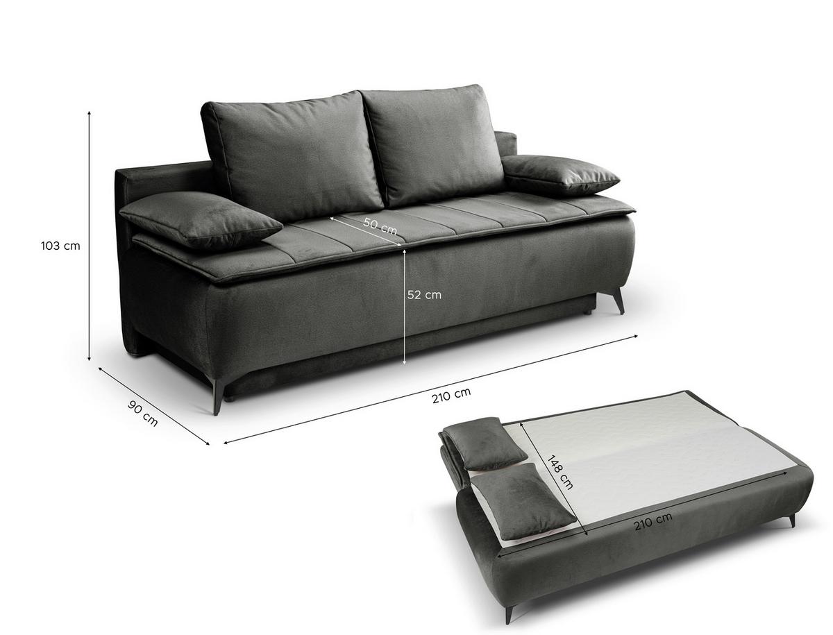 Schlafsofa Sendi Graubeige - Greige/Schwarz, Basics, Holz/Textil (210/103/90cm) - MID.YOU