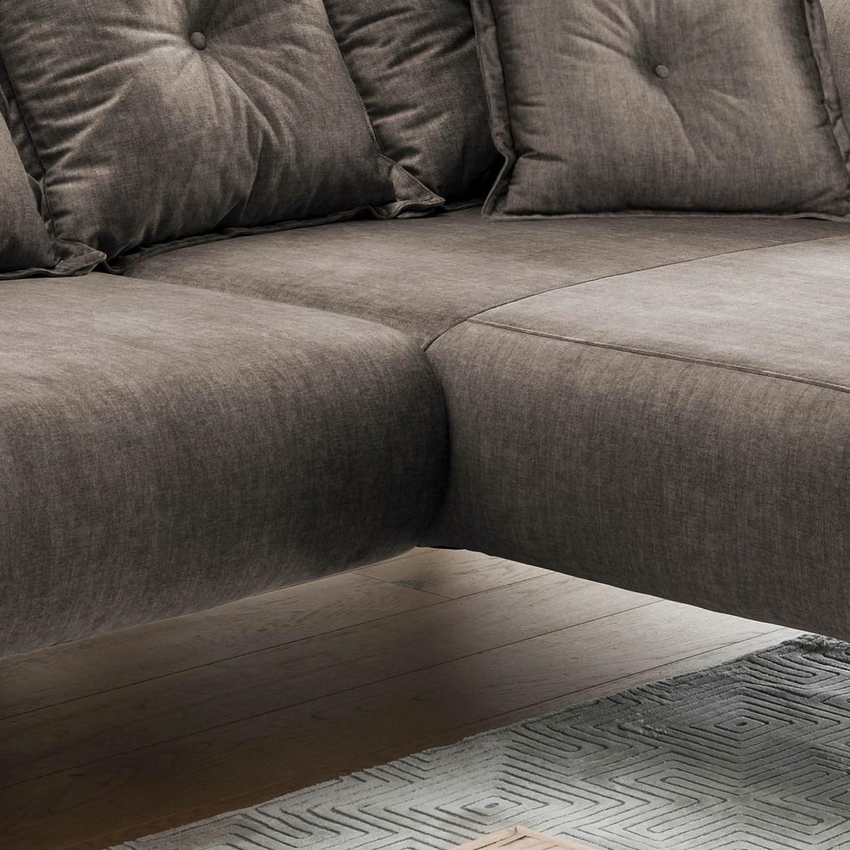 Wohnlandschaft Baggio Braun Velours - Buchefarben/Braun, MODERN, Holz/Textil (277/94/162cm) - Livetastic