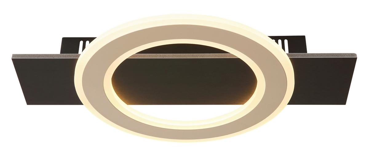 LED-DECKENLEUCHTE 48034A-18 JAYDEN - Champagner/Dunkelbraun, Design, Holzwerkstoff/Kunststoff (44/29/5,2cm) - Globo