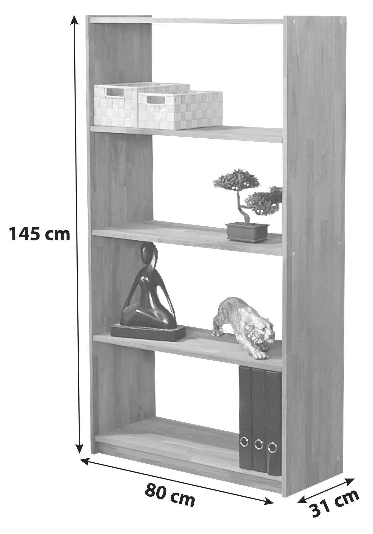 Regal Simon, Hrast, Masivno - barve hrasta, Natur, les (80/145/31cm) - MID.YOU