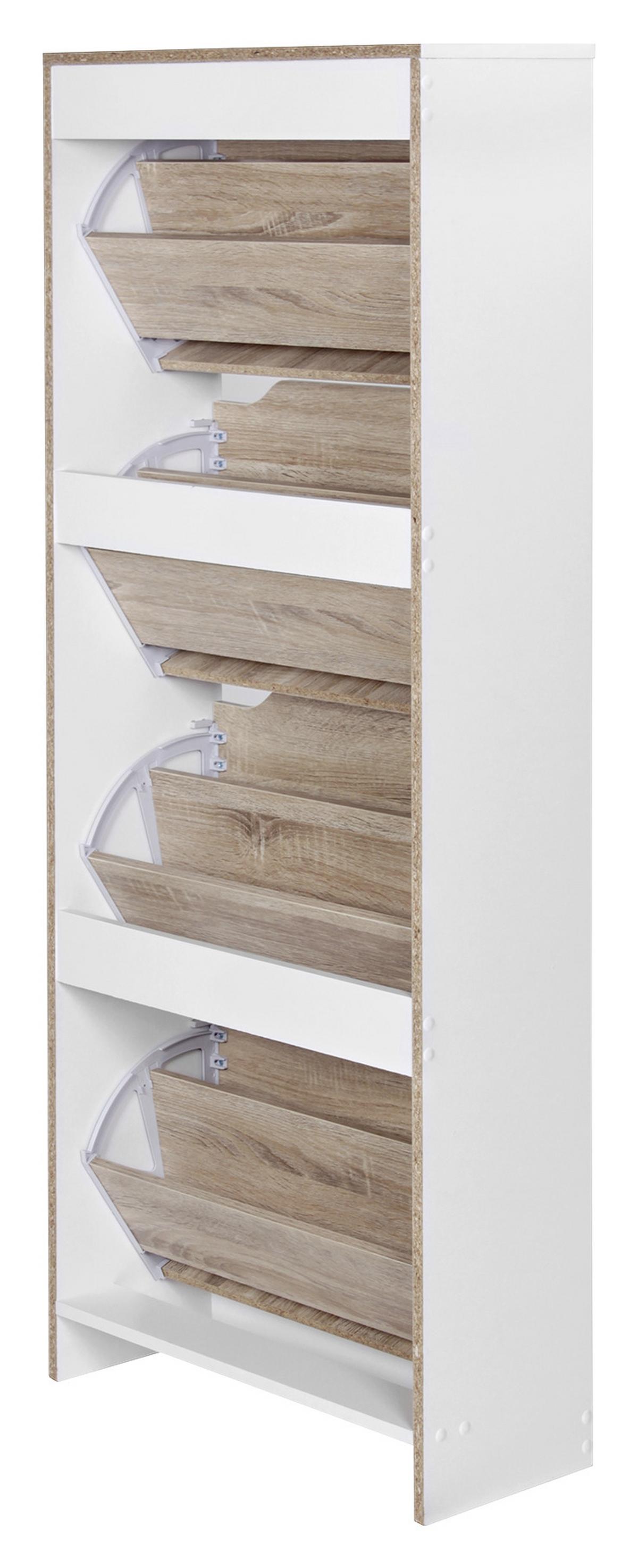Schuhkipper "WL5.036", weiss/braun - Weiß/Sonoma Eiche, KONVENTIONELL, Holzwerkstoff (60/150/24cm) - MID.YOU