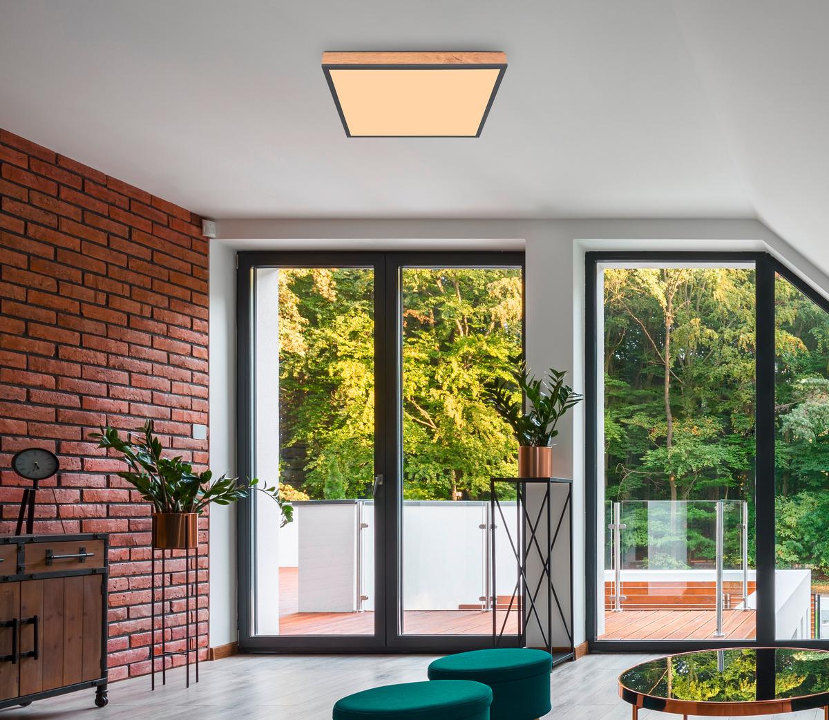LED-Deckenleuchte Mopi Graphitfarben max. 23,8 Watt - Opal/Graphitfarben, Modern, Holz/Kunststoff (45/45/6,5cm) - Mömax