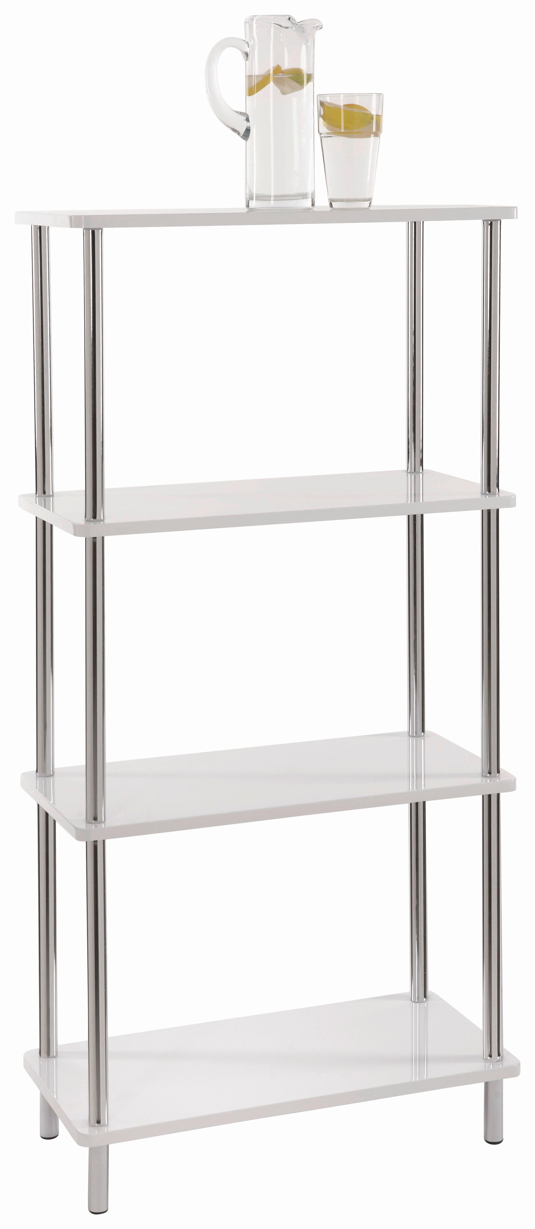 Polica Tim 2 - bijela/boje kroma, Moderno, drvni materijal/drvo (60/120/30cm) - Modern Living