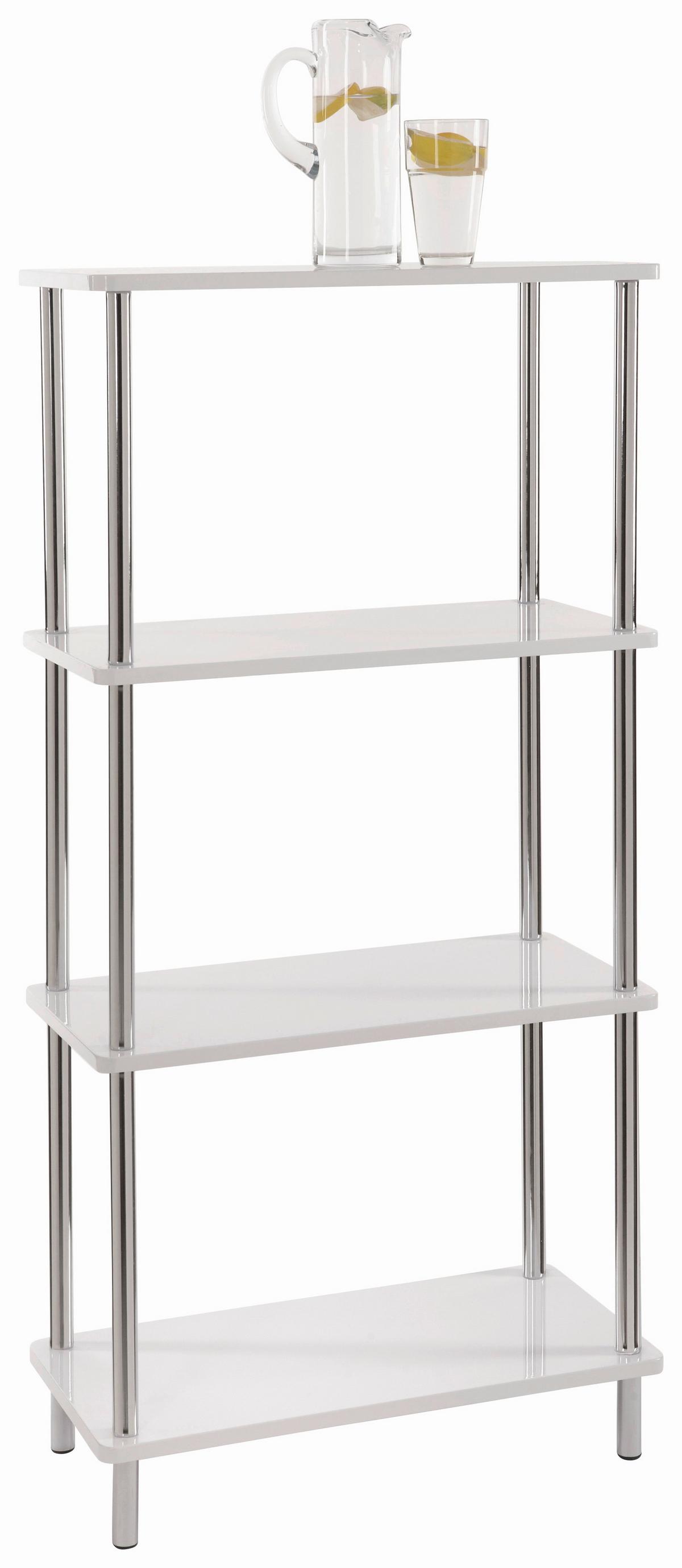 Polica Tim 2 - bijela/boje kroma, Moderno, drvni materijal/drvo (60/120/30cm) - Modern Living