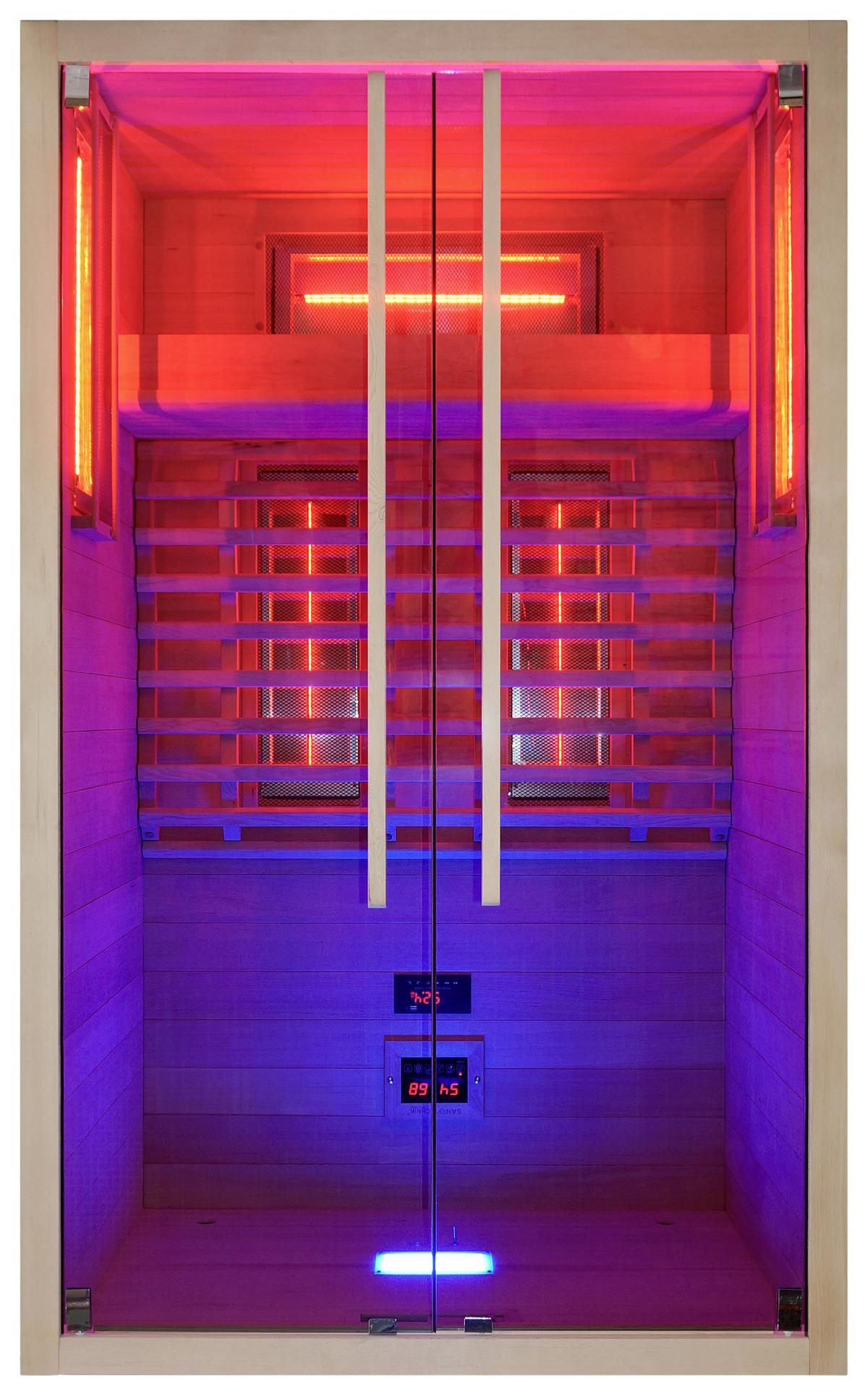 Infrarotkabine Ruby 2 in Braun ca. 120x195x100cm - Naturfarben, Basics, Holz (120/195/100cm) - Sanotechnik