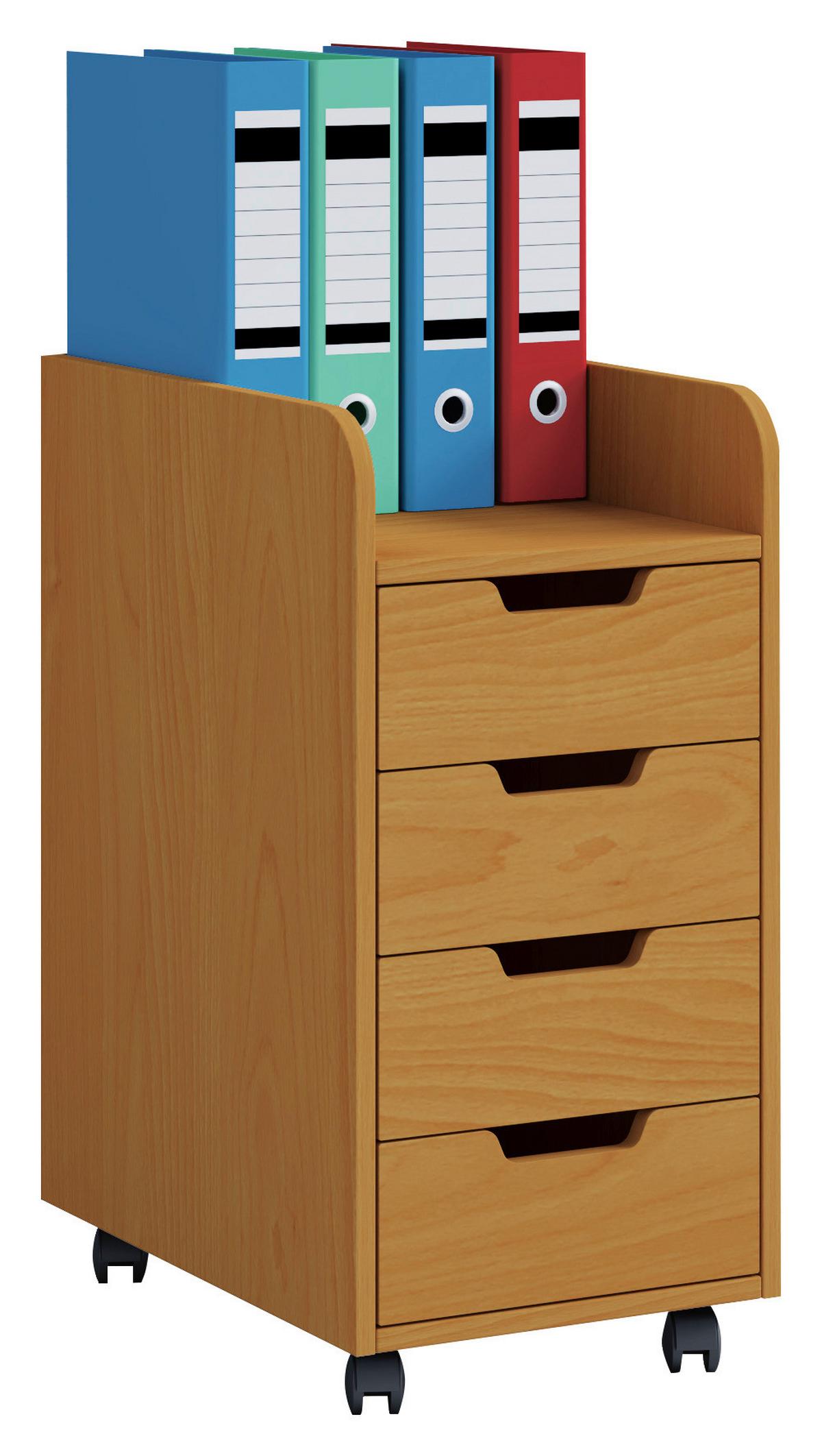 Rollcontainer Konal Mini Buchefarben - Buchefarben, KONVENTIONELL, Holzwerkstoff/Kunststoff (33/65/40cm) - MID.YOU