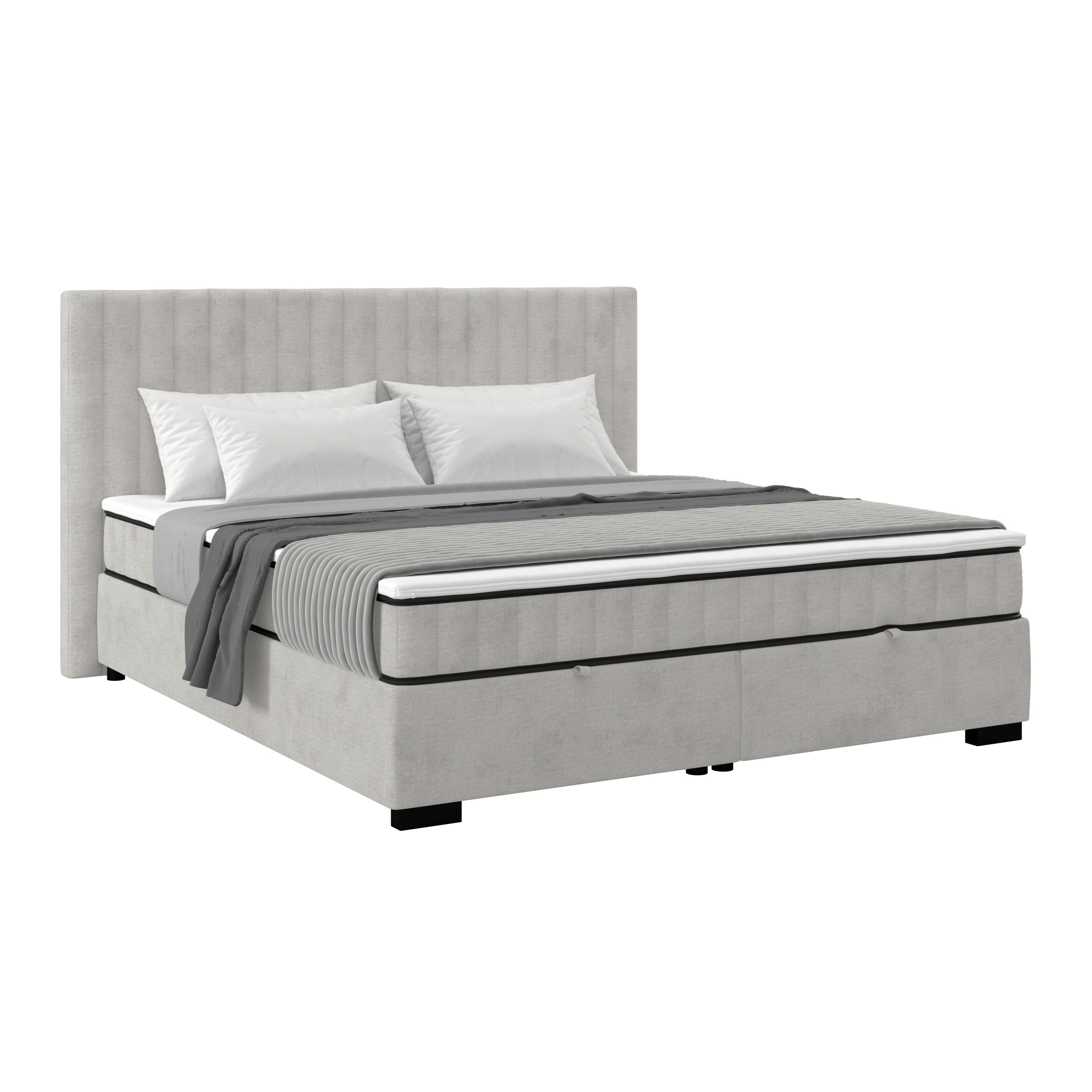 Box Krevet Maya C - svijetlo siva/crna, Moderno, drvni materijal/drvo (160/200cm) - Modern Living