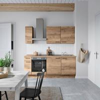 Küchenblock Structura Low m. Geräten Eiche dunkel - Eiche dunkel/Eichefarben, MODERN, Holzwerkstoff/Metall (210cm) - Nobilia