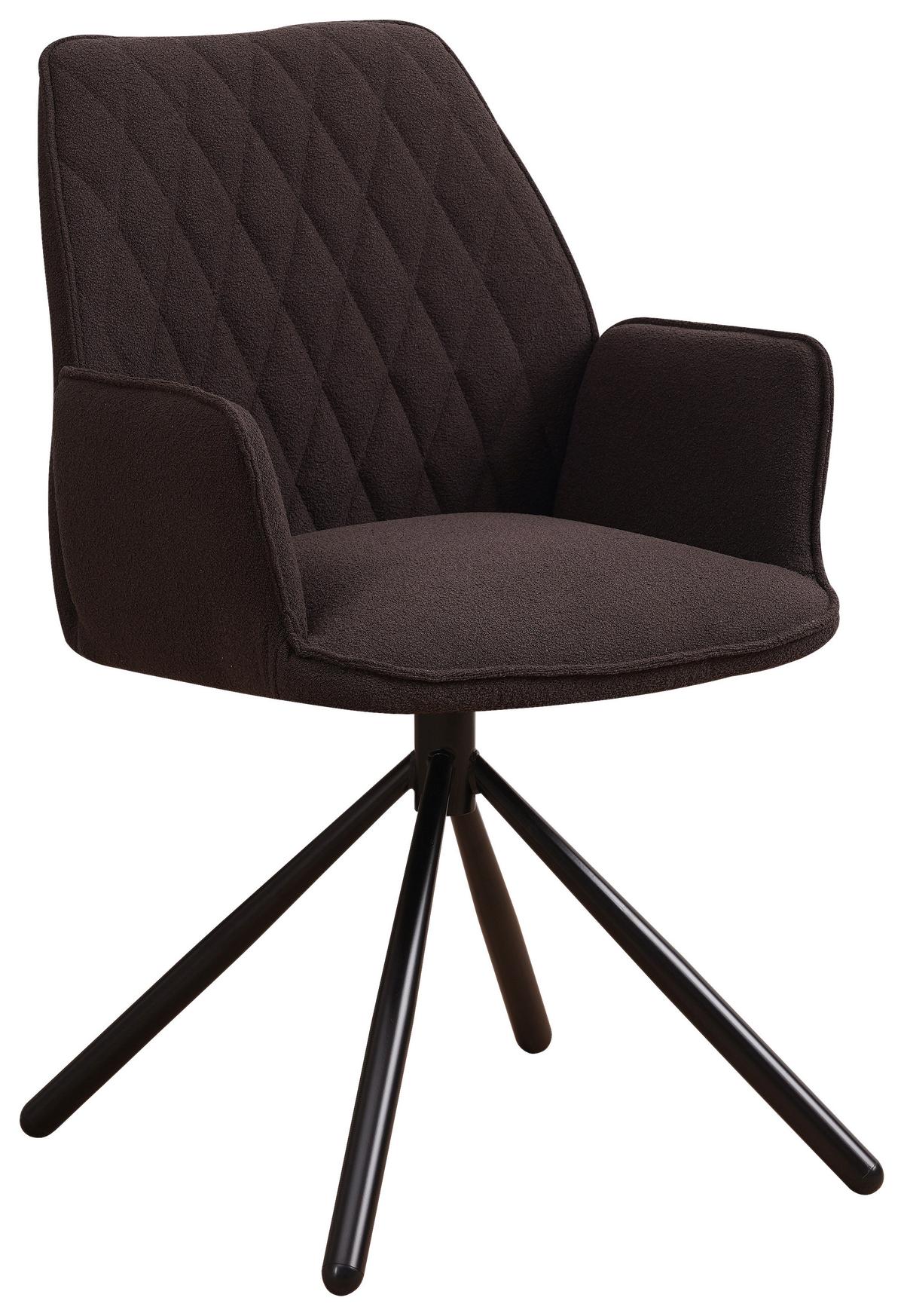 Armlehnstuhl-Set Reims ca. 56x97 cm 2er Set Braun - Schwarz/Braun, Design, Textil/Metall (56/97/52,5cm) - MID.YOU