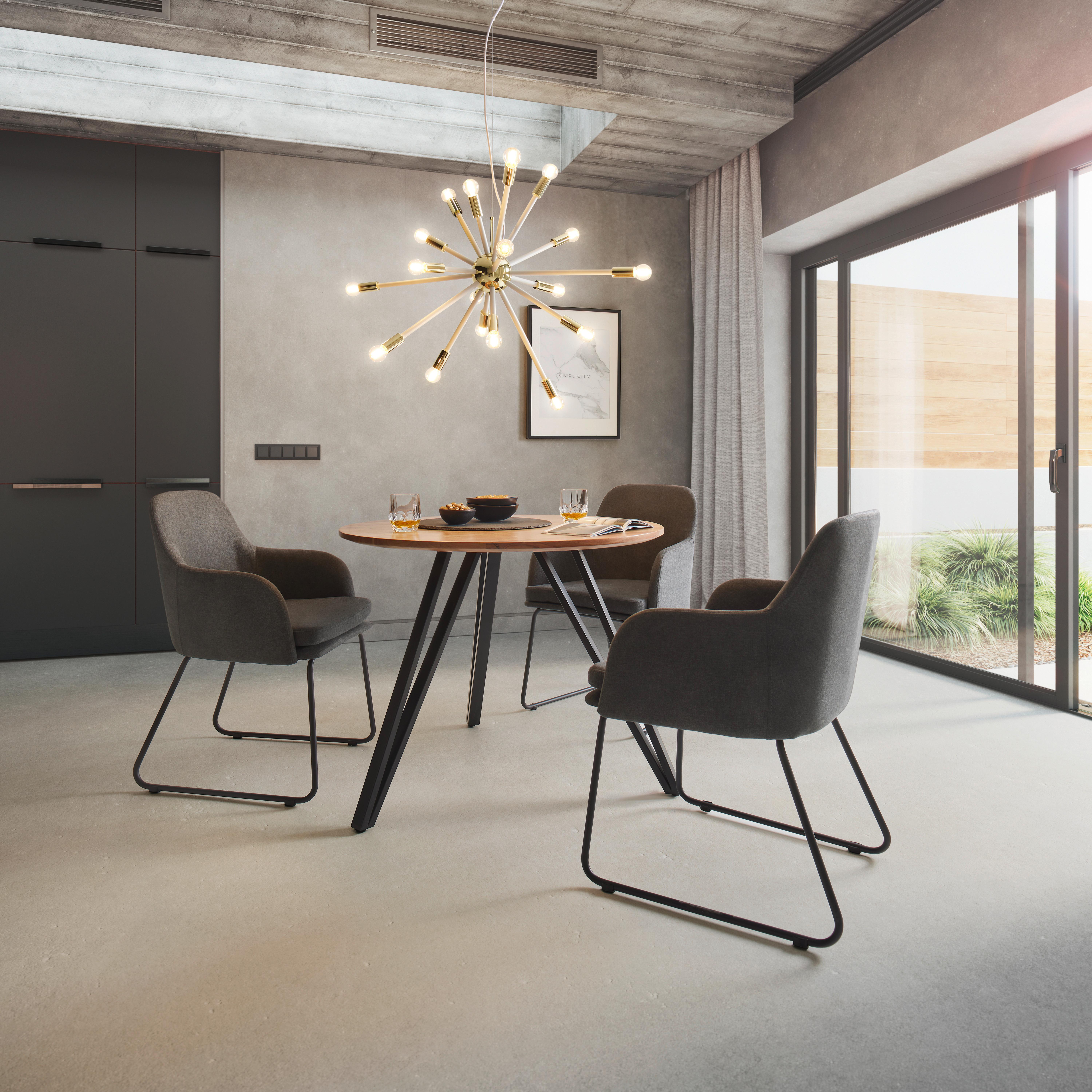 Esstisch rund Elias in Holz Akazie massiv Ø ca. 90 cm - Schwarz/Akaziefarben, MODERN, Holz/Metall (90/74cm) - Bessagi Home