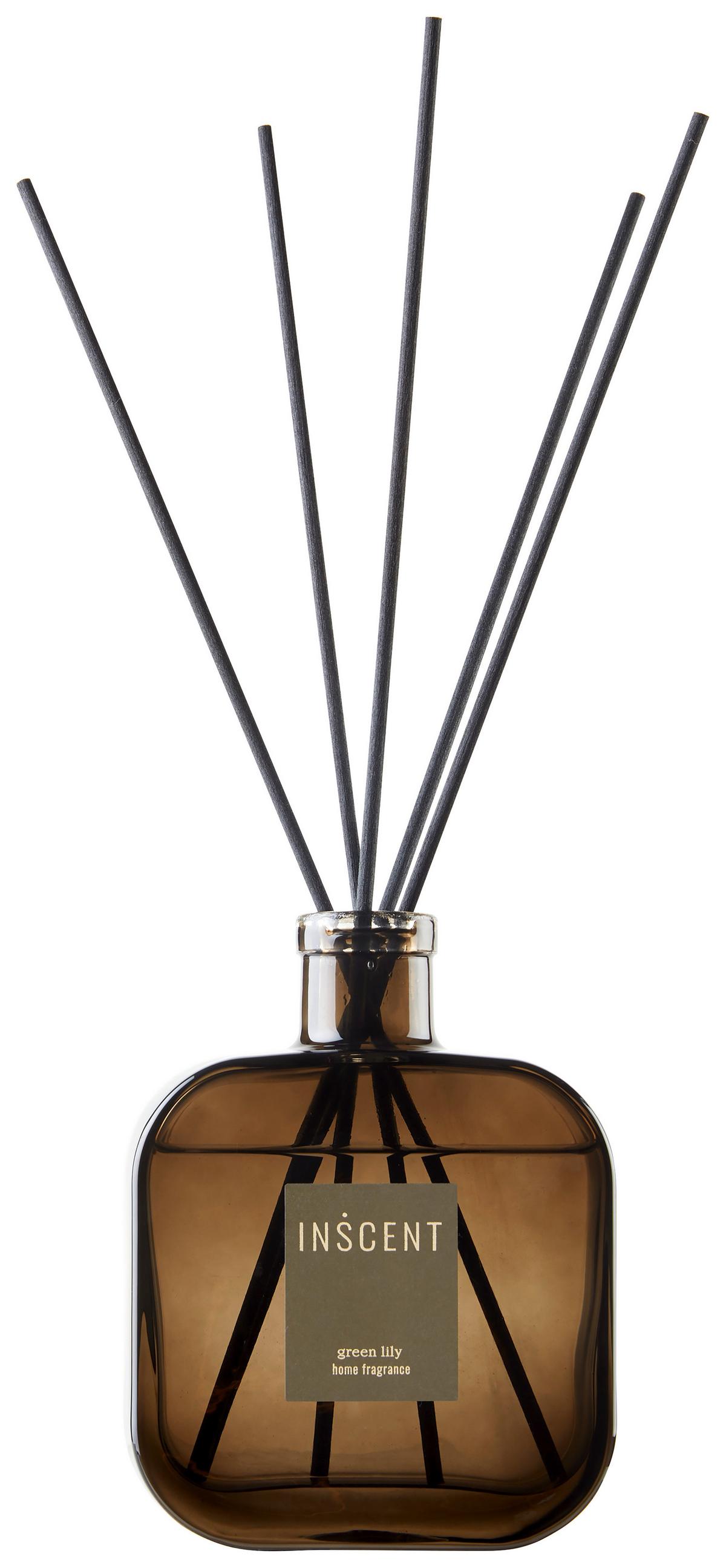 Raumduft Green Lily in Dunkelgrün ca. 500ml - Klar/Dunkelgrün, Design, Glas (500ml) - Inscent