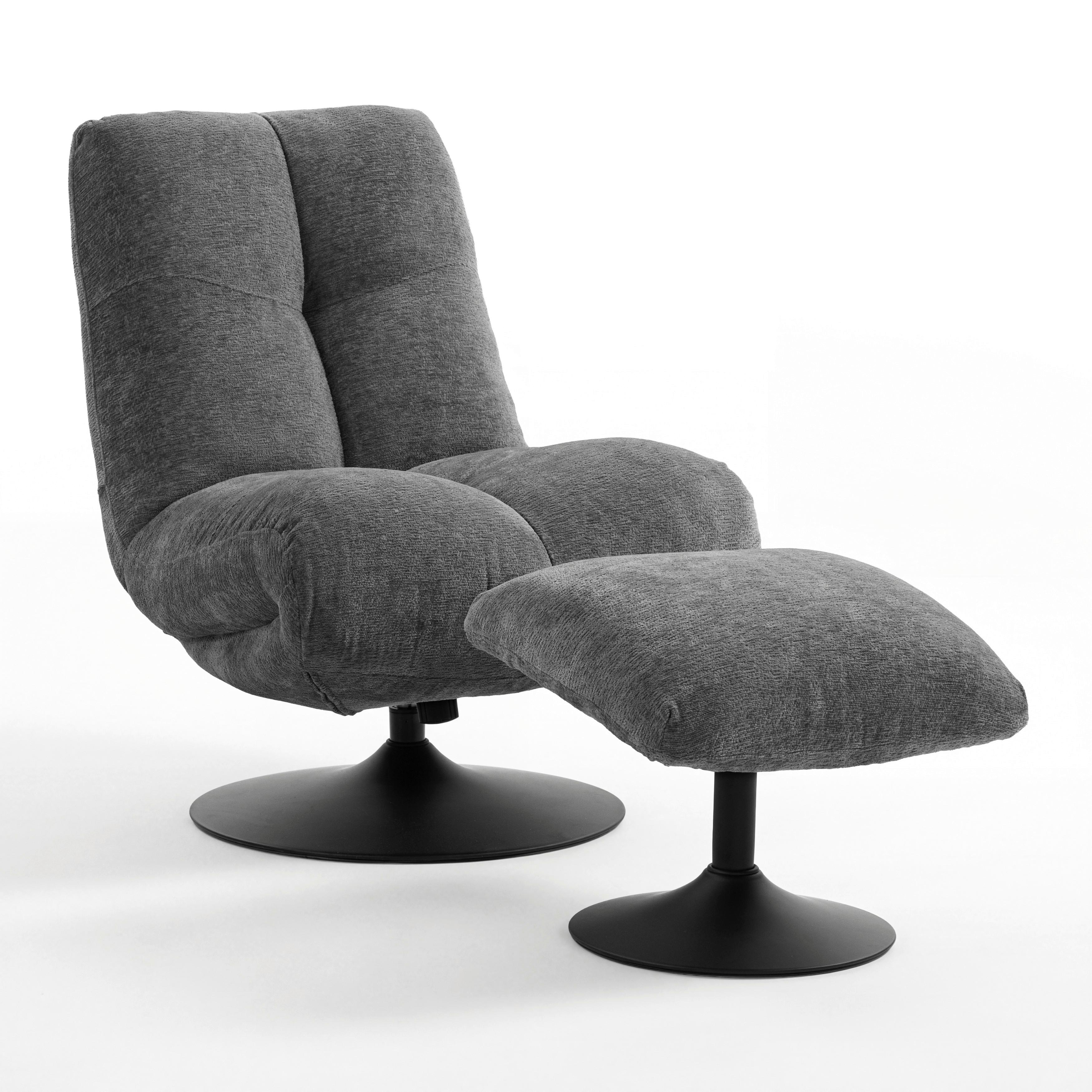 FÅTÖLJ ALMA - grå/svart, Modern, metall/textil (72/98/97cm) - Bessagi Home