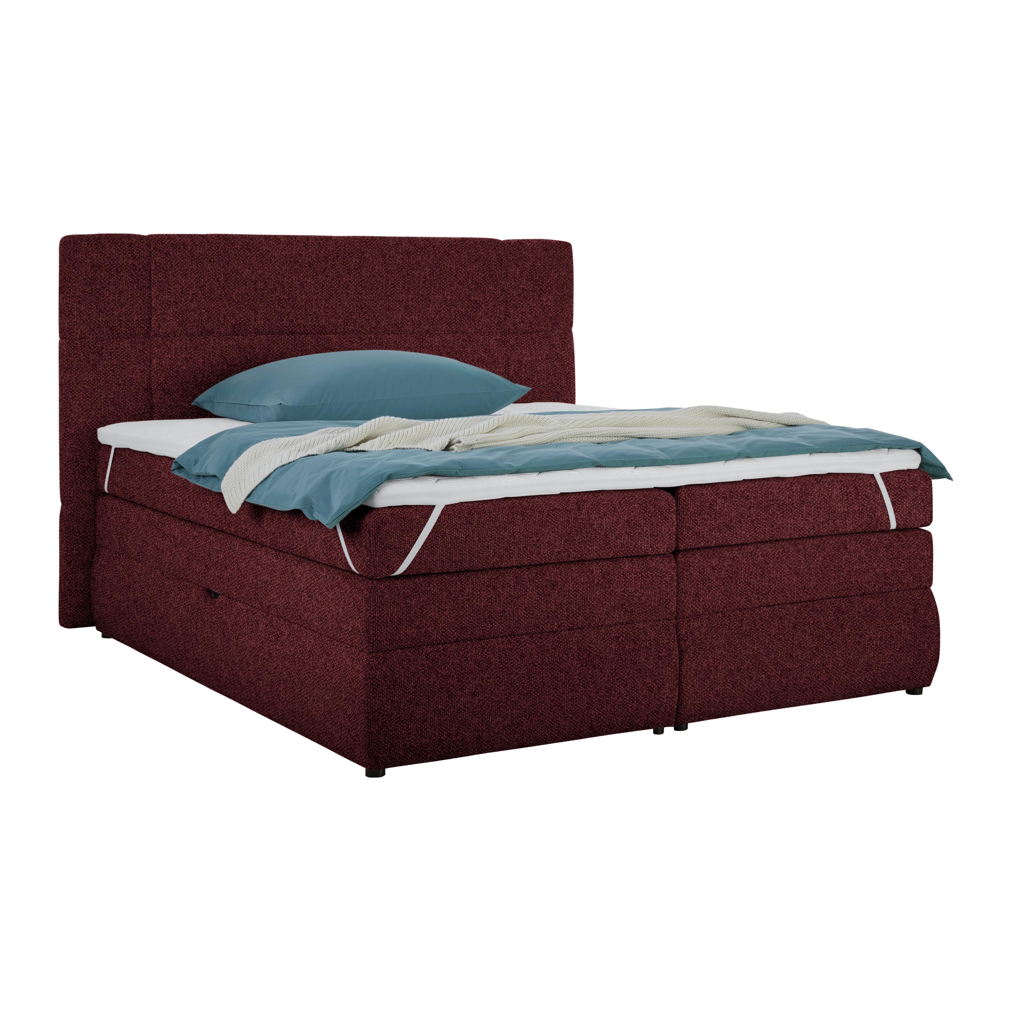 Boxspringbett Palace Weinrot ca. 180x200cm - Weinrot, KONVENTIONELL, Kunststoff/Textil (180/200cm) - Premium Living