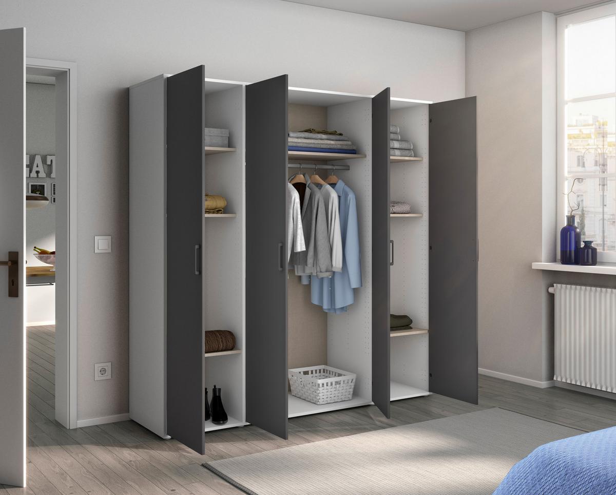 DULAP  USI ROTATIVE VOYAGER - alb/gri, Modern, material pe bază de lemn (187/194/53cm) - Modern Living