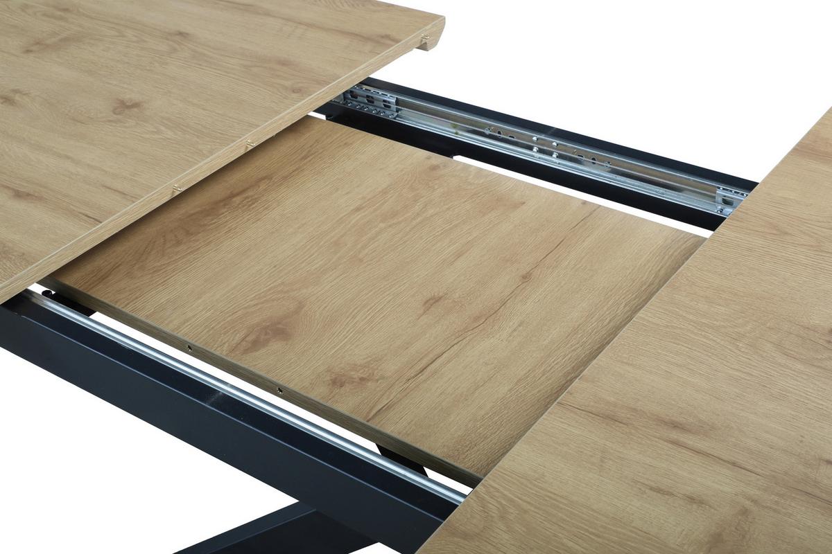 Masa RENO - culoare lemn stejar, Modern, metal/material pe bază de lemn (160+40/85/76cm) - Mömax