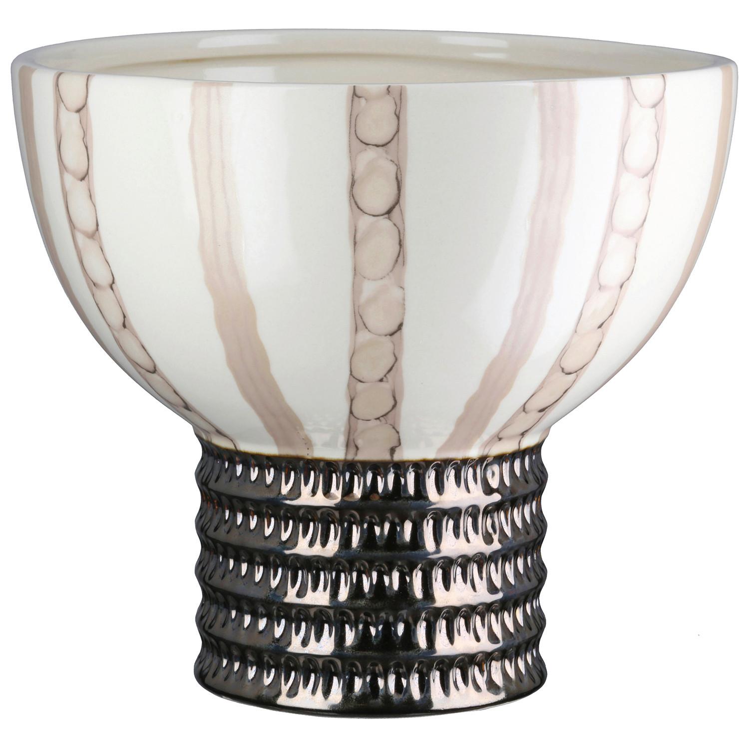 Dekoschale Braga Creme/Silberfarben - Silberfarben/Creme, Basics, Keramik (20/18cm)