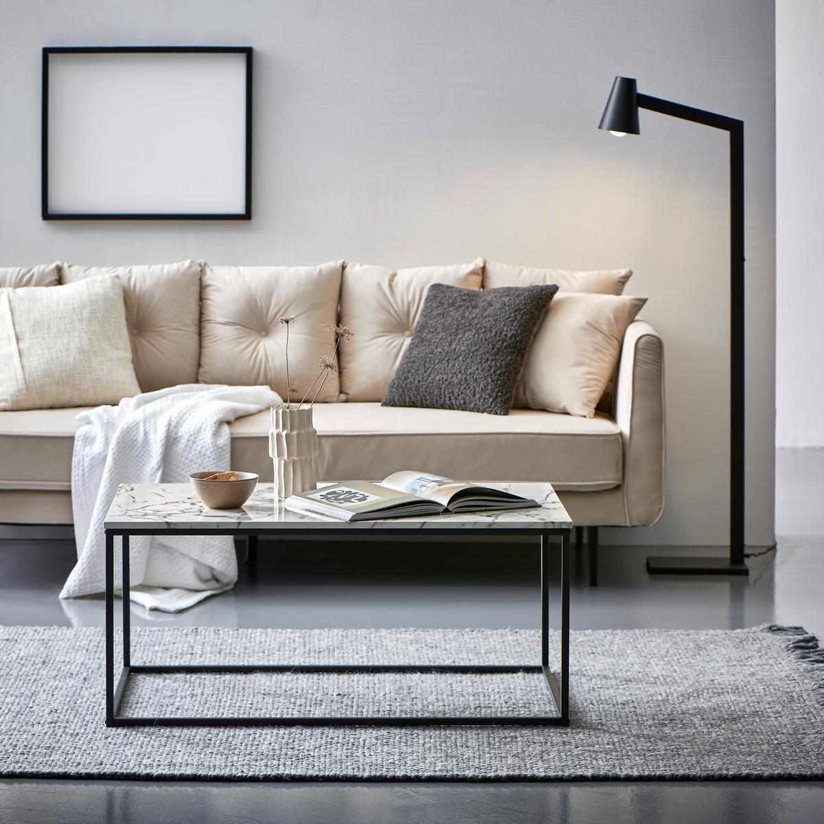 STOLIK KAWOWY ELBA - czarny/biały, Konventionell, materiał drewnopochodny/metal (100/60/45cm) - MID.YOU