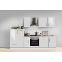 Küchenblock White-Premium Weiß Hochgl. B: ca. 300 cm - Weiß Hochglanz/Silberfarben, KONVENTIONELL, Holzwerkstoff/Metall (300cm) - Menke