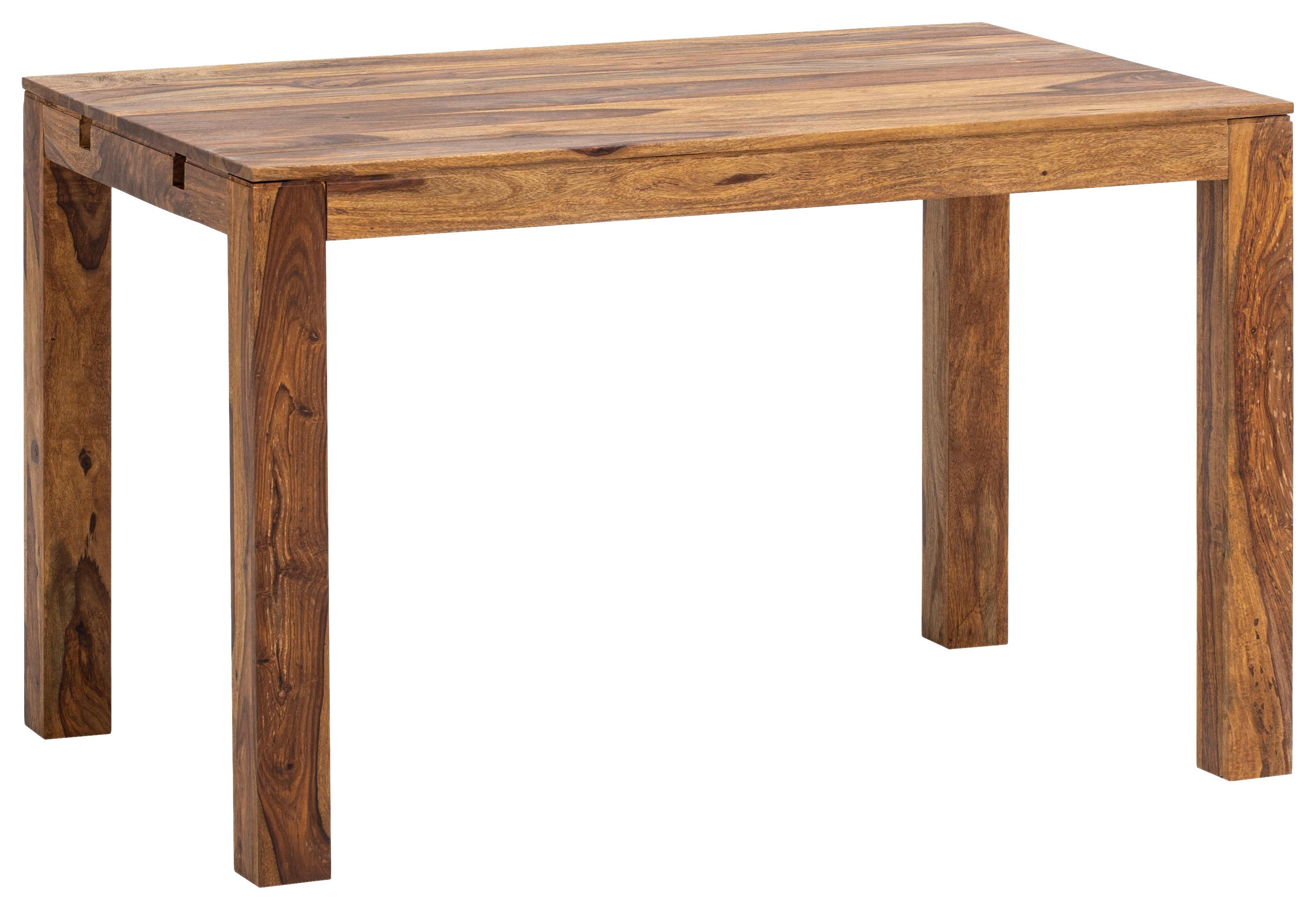 Jedilna Miza Sheesham, Pravi Les, Raztegljiva - barve indijskega rožnega lesa, Design, les (120/80/76cm) - MID.YOU