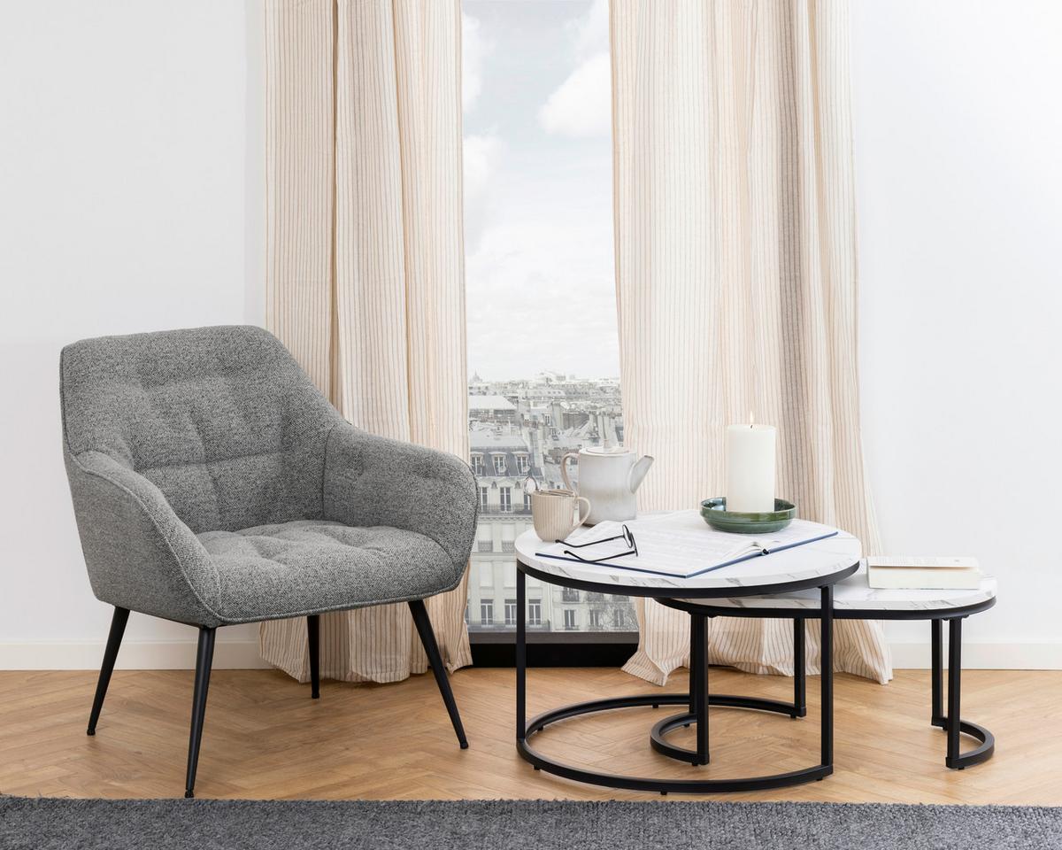 ZESTAW STOLIKÓW KAWOWYCH SPIRO - czarny/biały, Design, metal (70/70/42cm) - MID.YOU