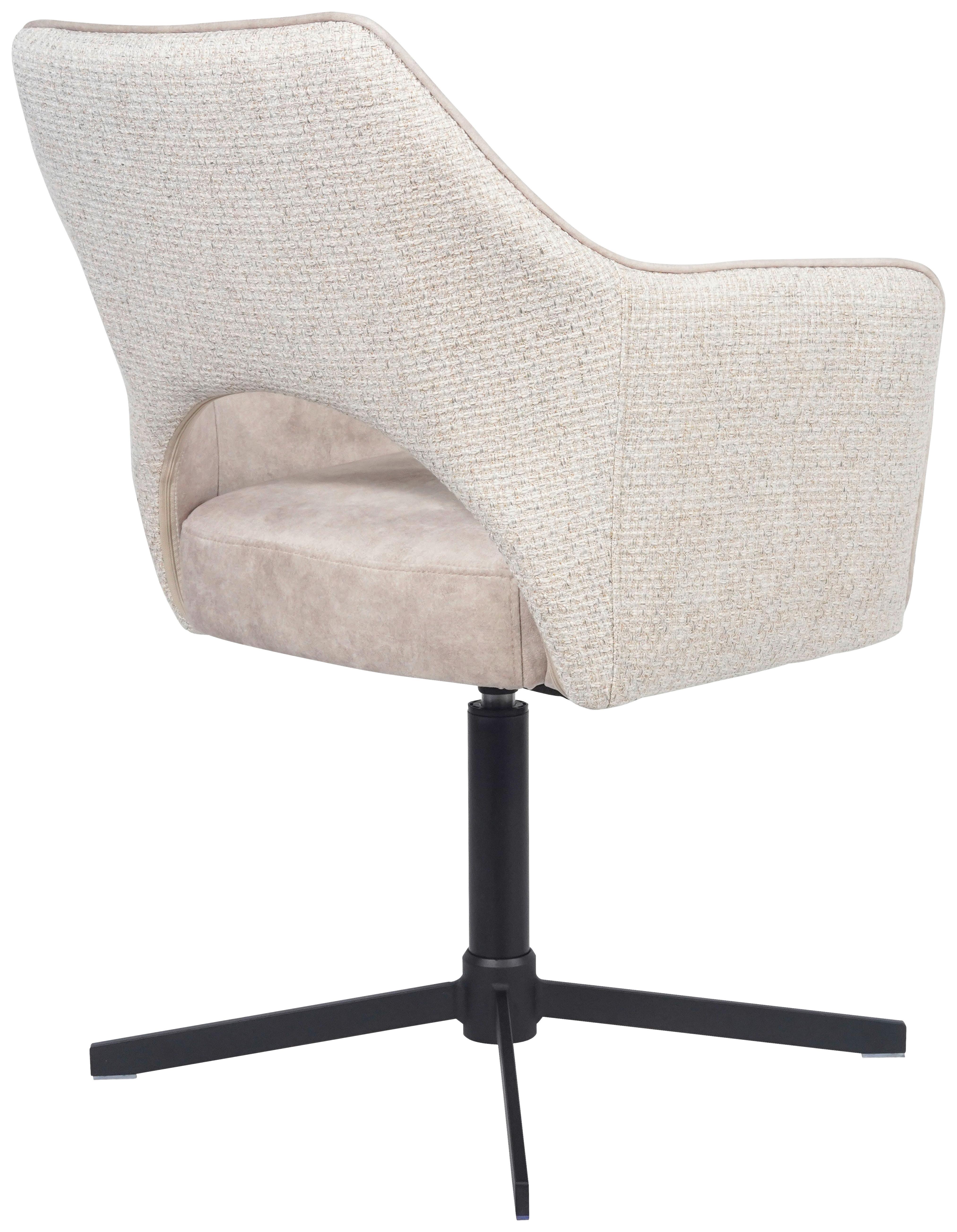 STOL MED ARMSTÖD VALLETTA - svart/cremefärgad, Klassisk, metall/textil (64/85/61cm) - Premium Living