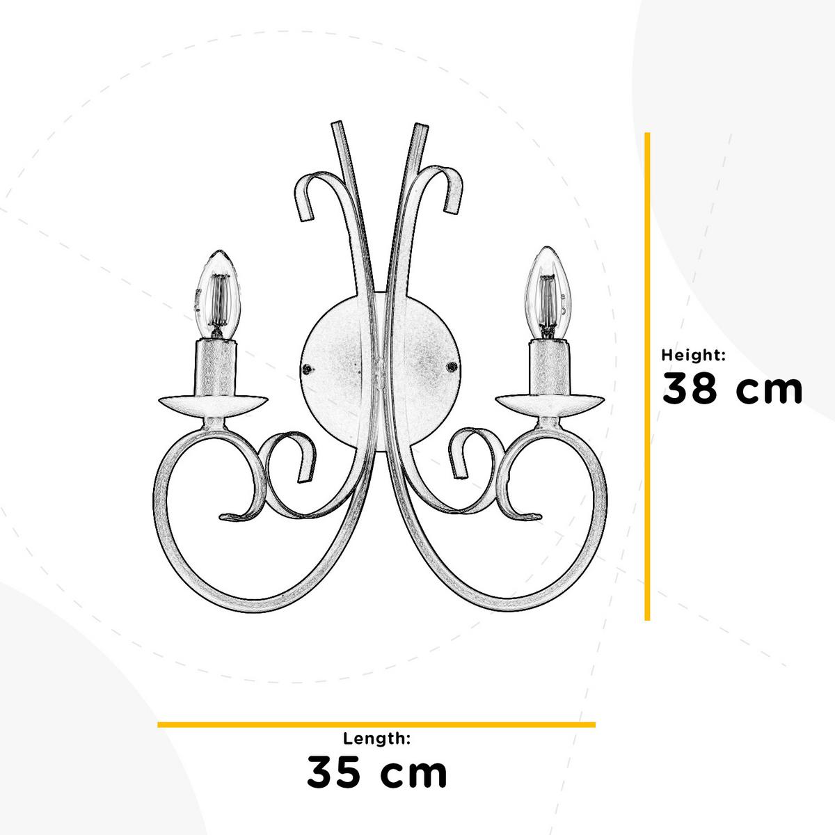 Wandleuchte Pompei Schwarz max. 6 Watt - Schwarz, KONVENTIONELL, Metall (35/38cm)