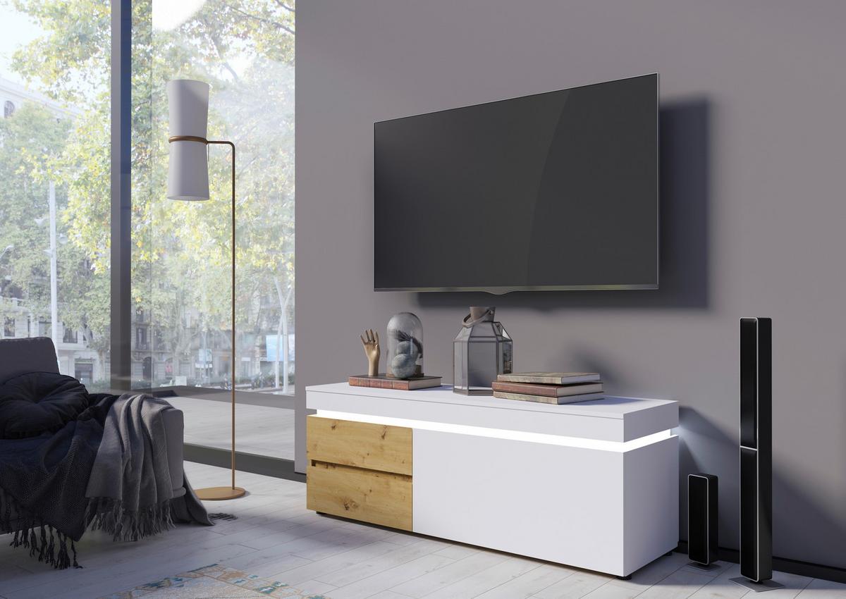 Tv Komoda Luci - bijela/hrast Artisan, Trend, drvni materijal (150,4/56,7/48cm) - Modern Living