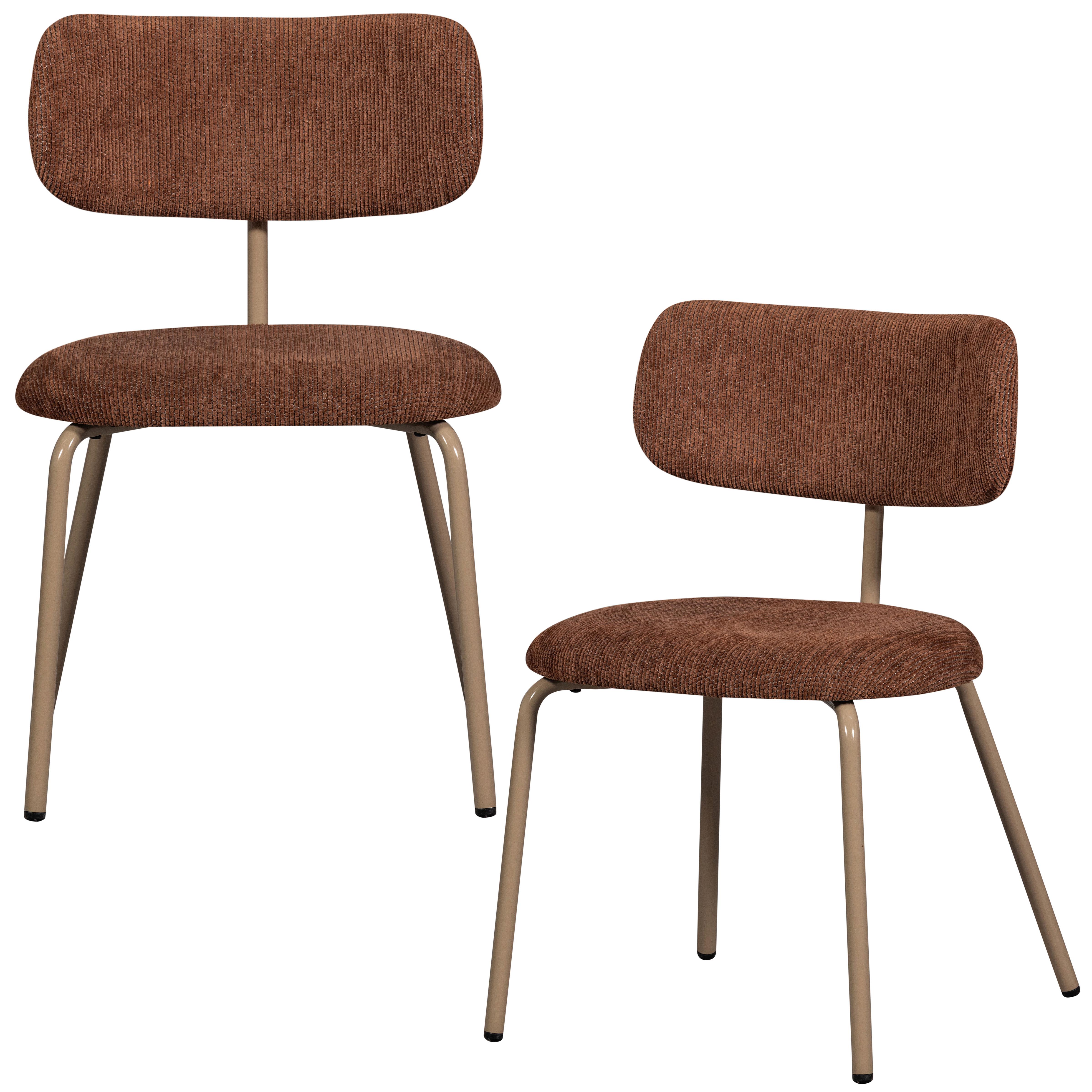 Stuhl-Set Travis Braun/Beige B: 48cm - Beige/Braun, MODERN, Textil/Metall (48/75/53cm) - Livetastic