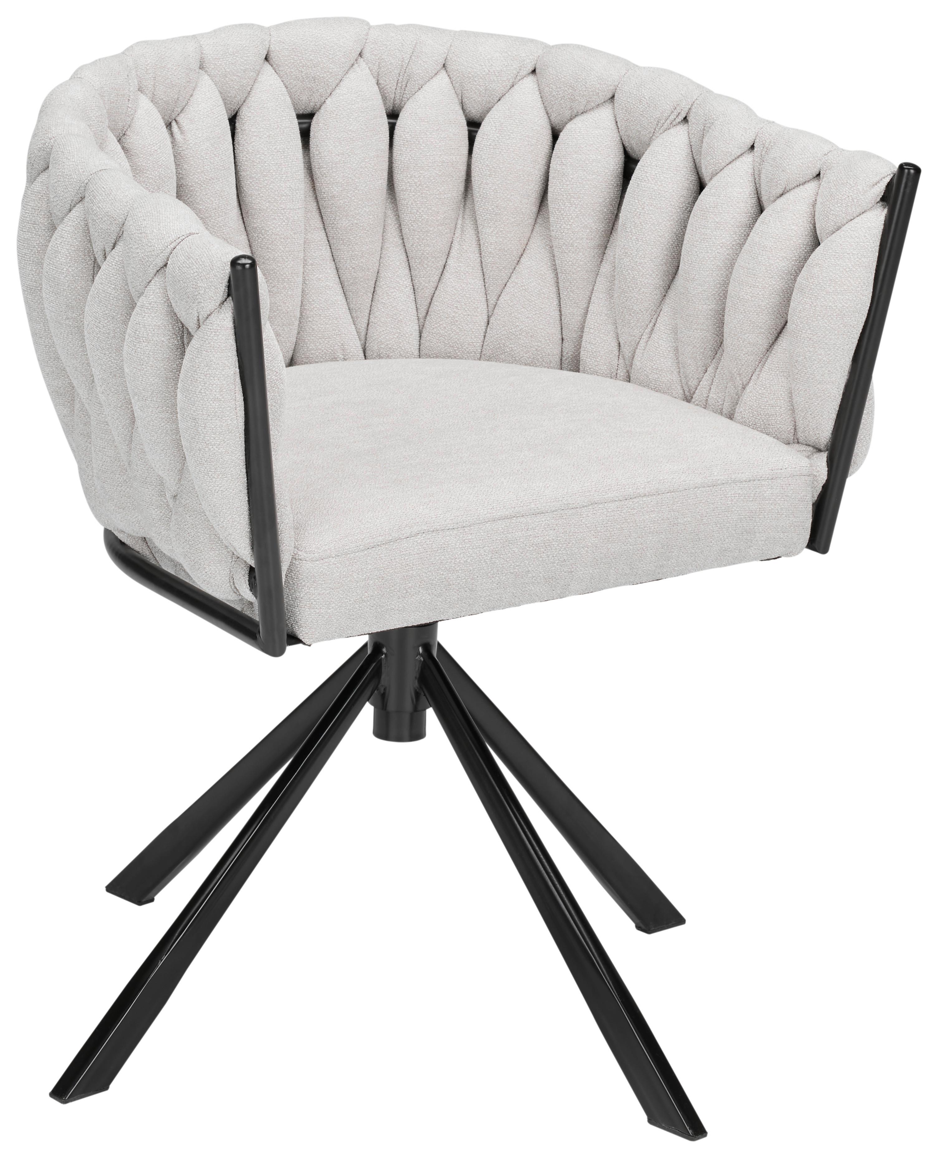 Armlehnstuhl in Hellgrau - Hellgrau/Schwarz, Modern, Holz/Textil (64/80/55cm) - Premium Living