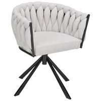 chaise accoudoirs in Hellgrau - gris clair/noir, Modern, métal/textile (64/80/55cm) - Premium Living