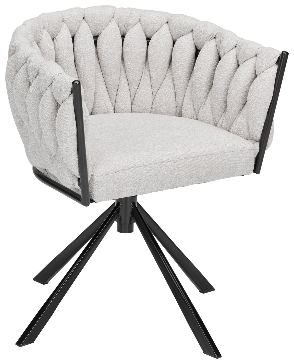 chaise accoudoirs in Hellgrau - gris clair/noir, Modern, métal/textile (64/80/55cm) - Premium Living