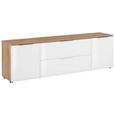 Lowboard in Weiß/Eichefarben - Chromfarben/Eichefarben, MODERN, Glas/Holzwerkstoff (180/55/40cm) - Premium Living Lowboard in Weiß/Eichefarben - Chromfarben/Eichefarben, MODERN, Glas/Holzwerkstoff (180/55/40cm) - Premium Living