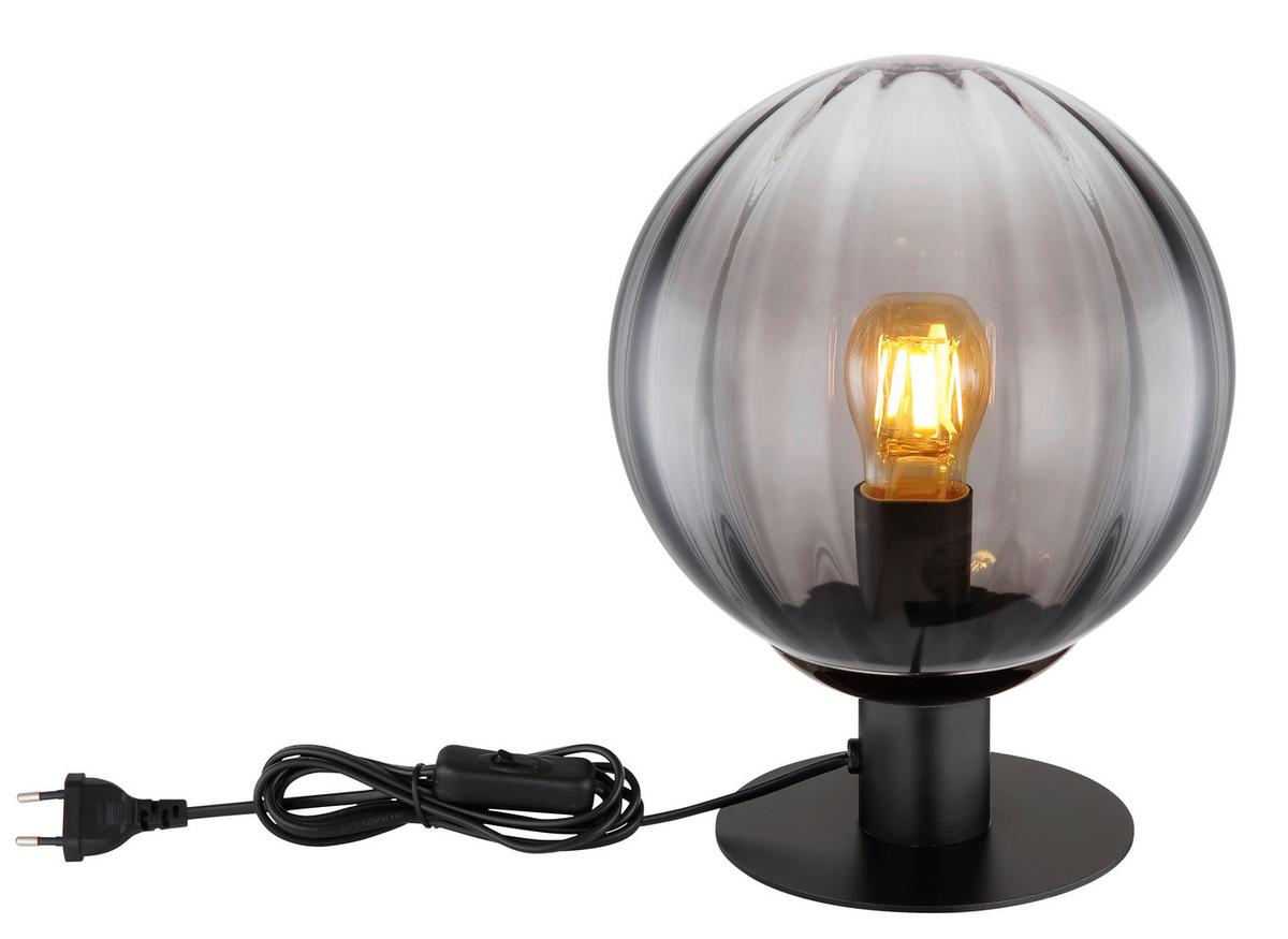 TISCHLEUCHTE 15216T - Klar/Schwarz, Design, Glas/Kunststoff (23/29,5cm) - Globo