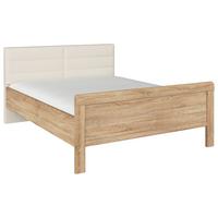 Postelja Evelyn, Barva Hrasta, Barva Šampanjca, 140x200 - barve šampanjca/hrast sonoma, Design, leseni material/tekstil (140/200cm) - Novel