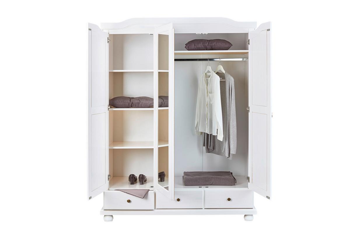 Garderobna Omara Kappl, Bela, Masiven Bor, Ogledalo - bela, Konvencionalno, les (150/198/56cm) - Livetastic