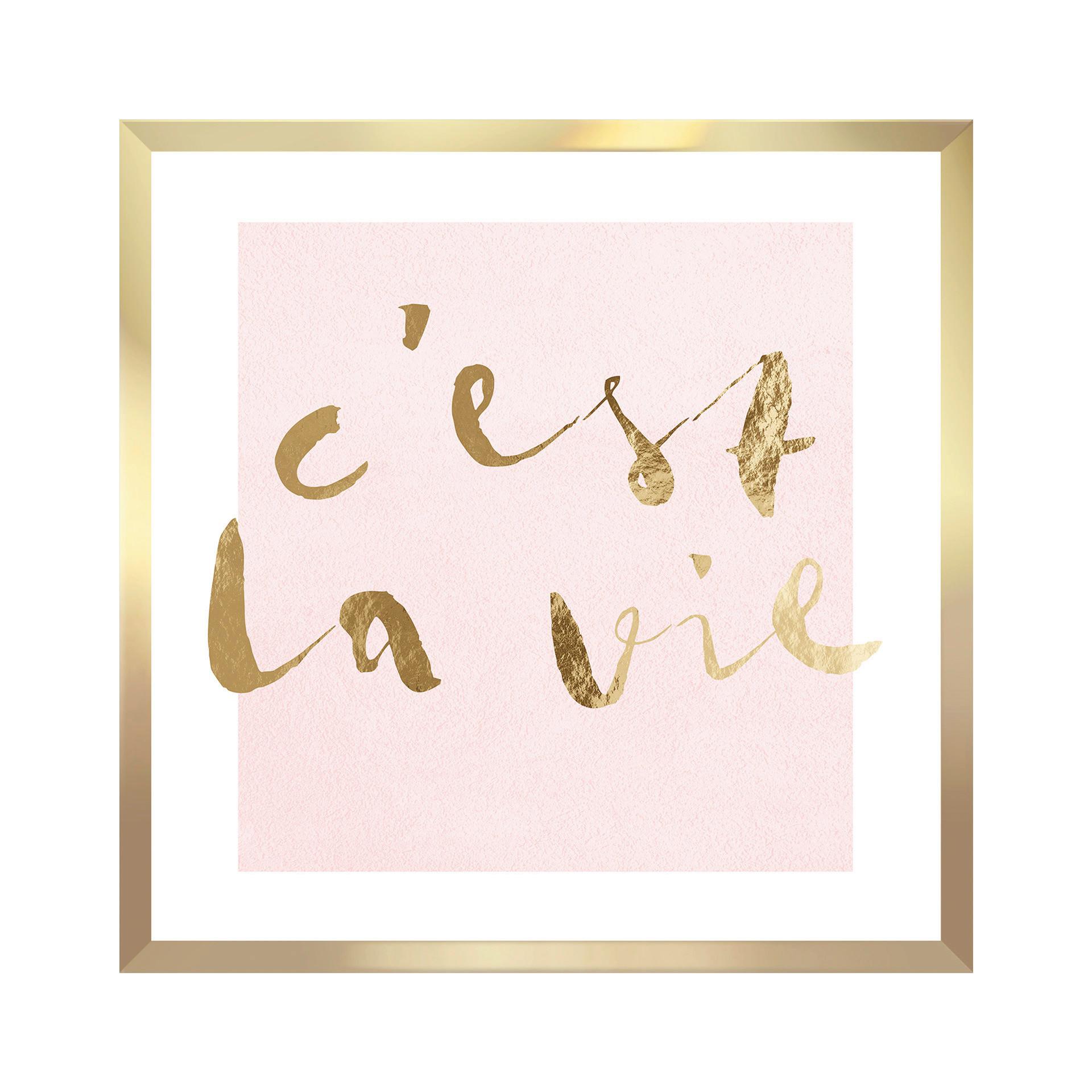 Bild Vous II ca. 30x30cm - Pink/Goldfarben, Holzwerkstoff/Papier (30/30cm) - Modern Living