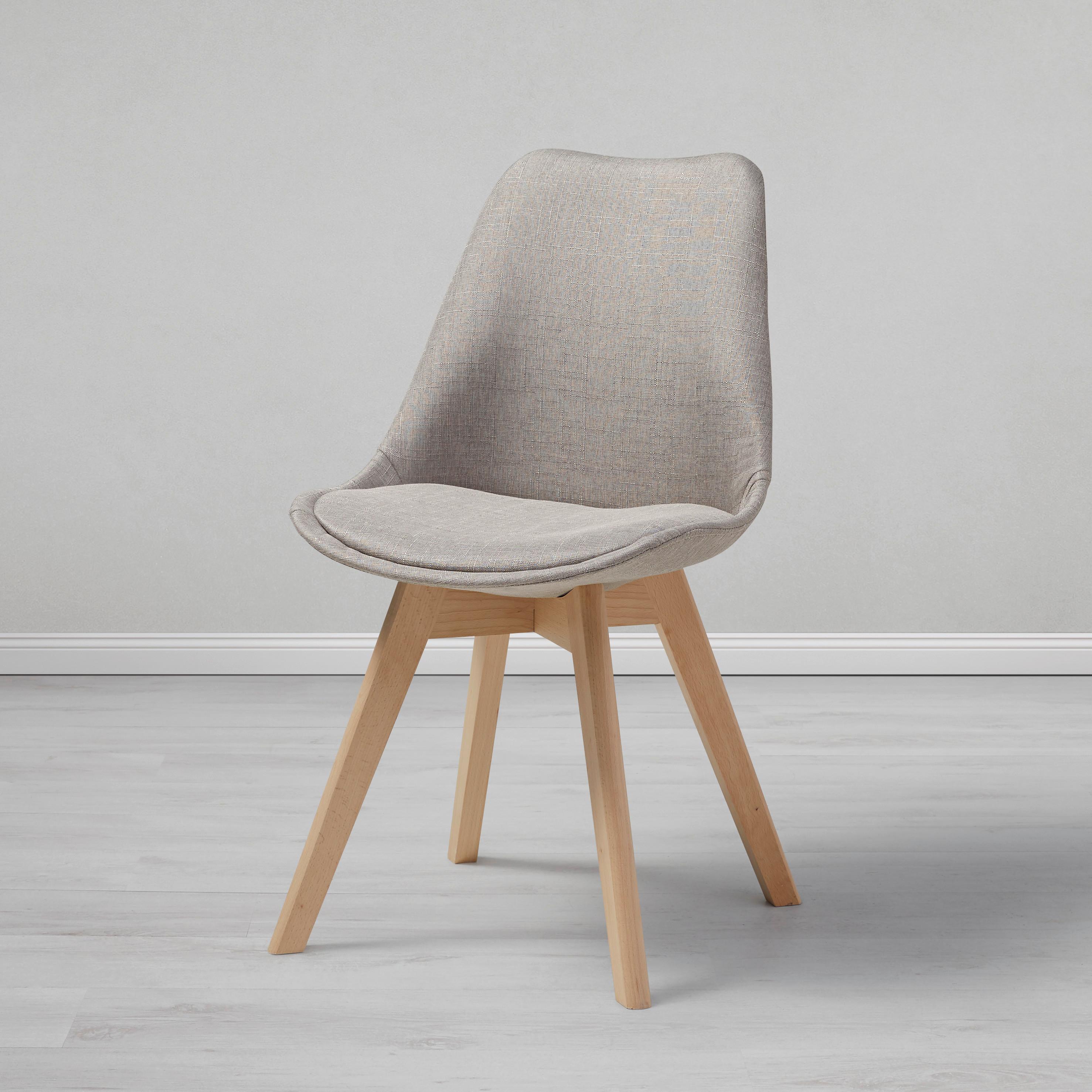 Stuhl "Rocksi", hellgrau, Echtholz Beine - Buchefarben/Hellgrau, MODERN, Holz/Kunststoff (48/82,5/43cm) - Bessagi Home