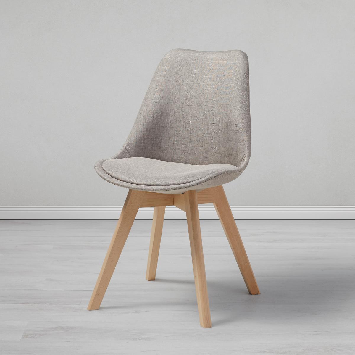 Stuhl Rocksi Hellgrau Webstoff Echtholz Beine - Buchefarben/Hellgrau, MODERN, Holz/Kunststoff (43/82,5/43cm) - Bessagi Home