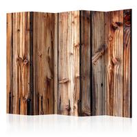 Paravan Wooden Chamber I, 5-Delni, Enostranski - bež/rjava, Basics, tekstil/les (225/172/3cm) - artgeist