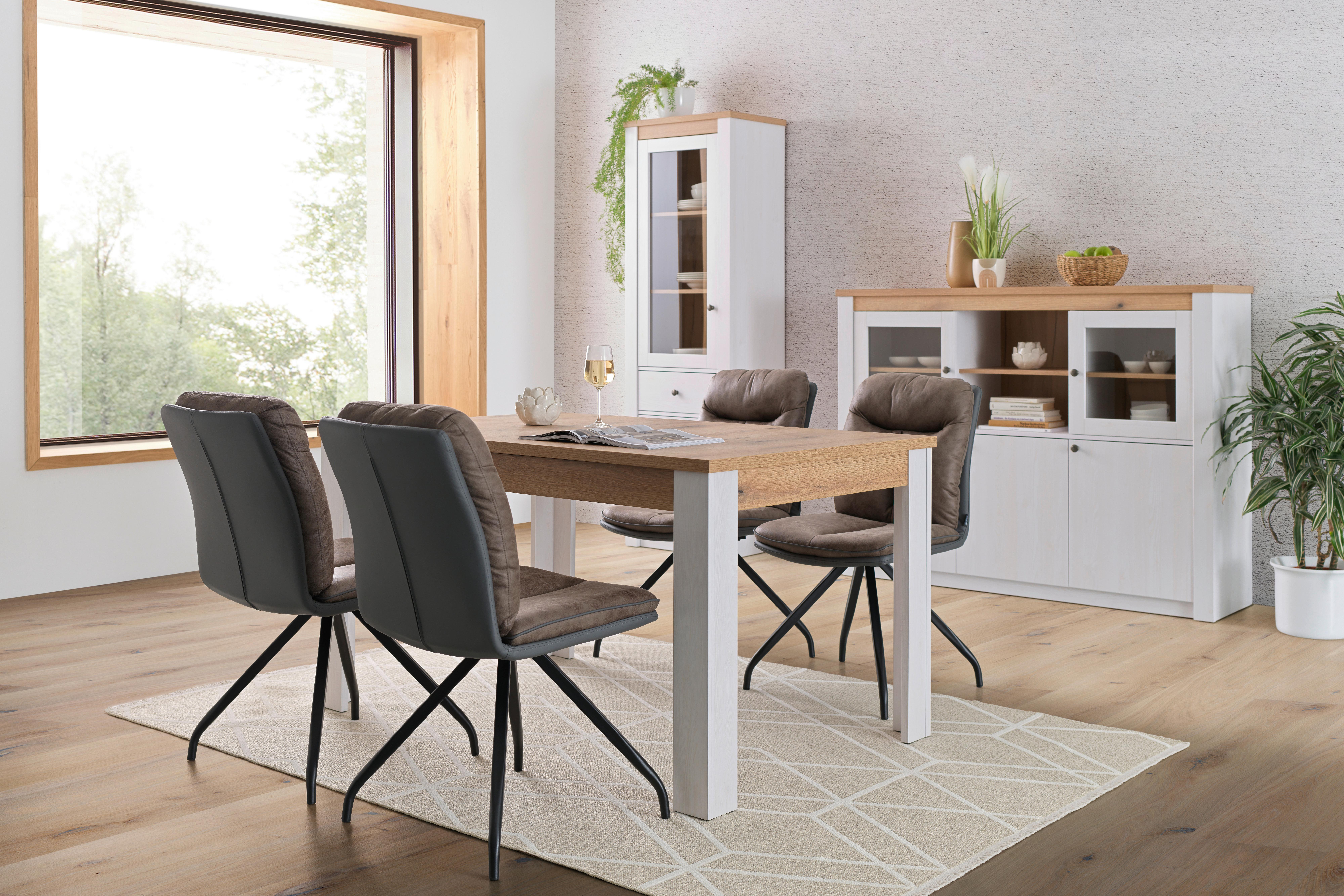 Vitrina Rovigio, Barva Macesna, Bela - bela/barve macesna, Konvencionalno, kovina/umetna masa (155/118/42cm) - Landscape