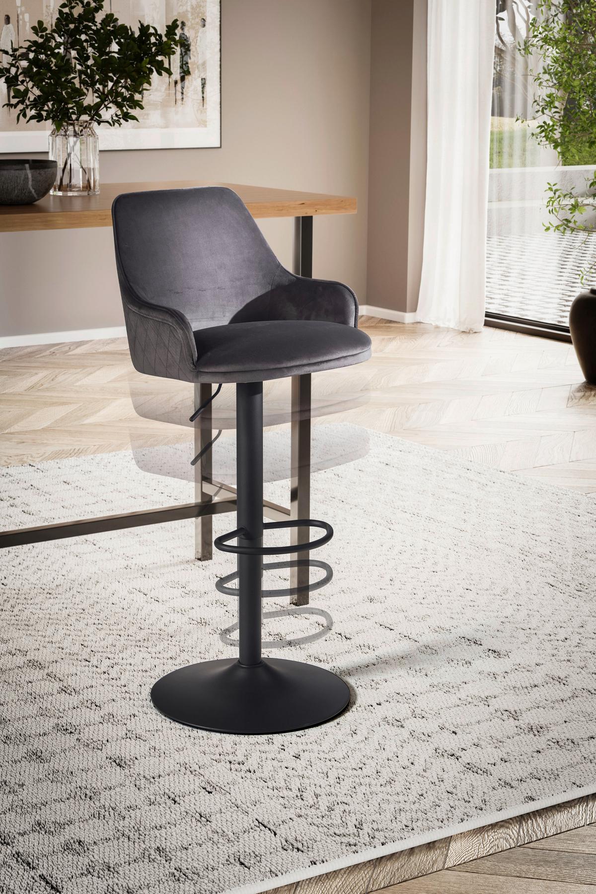 Barski Stol Wl7.006 - siva/črna, Design, kovina/tekstil (45/106/45cm) - MID.YOU